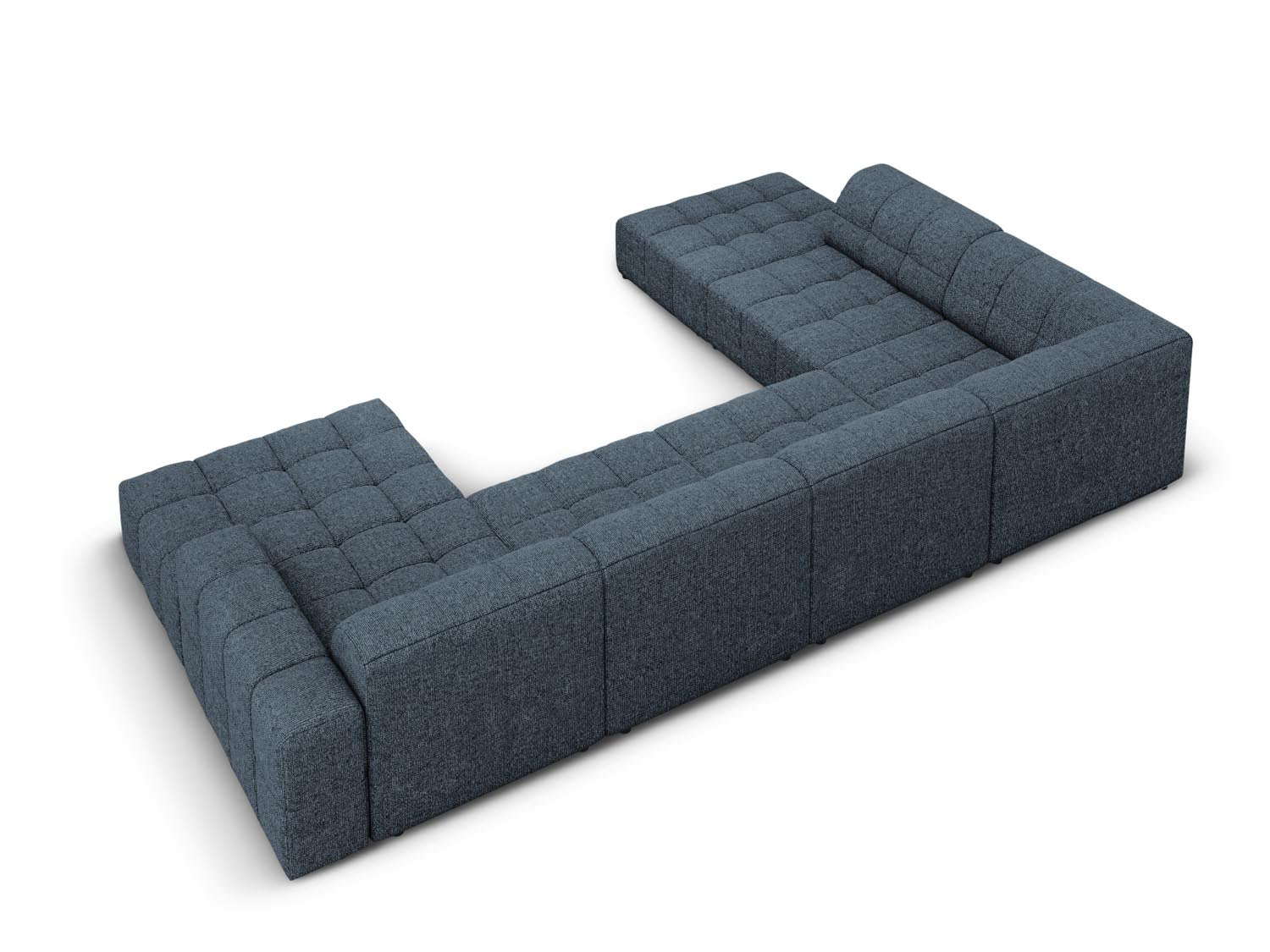 Modernes Chicago Panoramic Ecksofa links in Royal Blue, großzügiges 7-Sitzer-Design, 262 cm, perfekt für gemütliche Wohnzimmer.