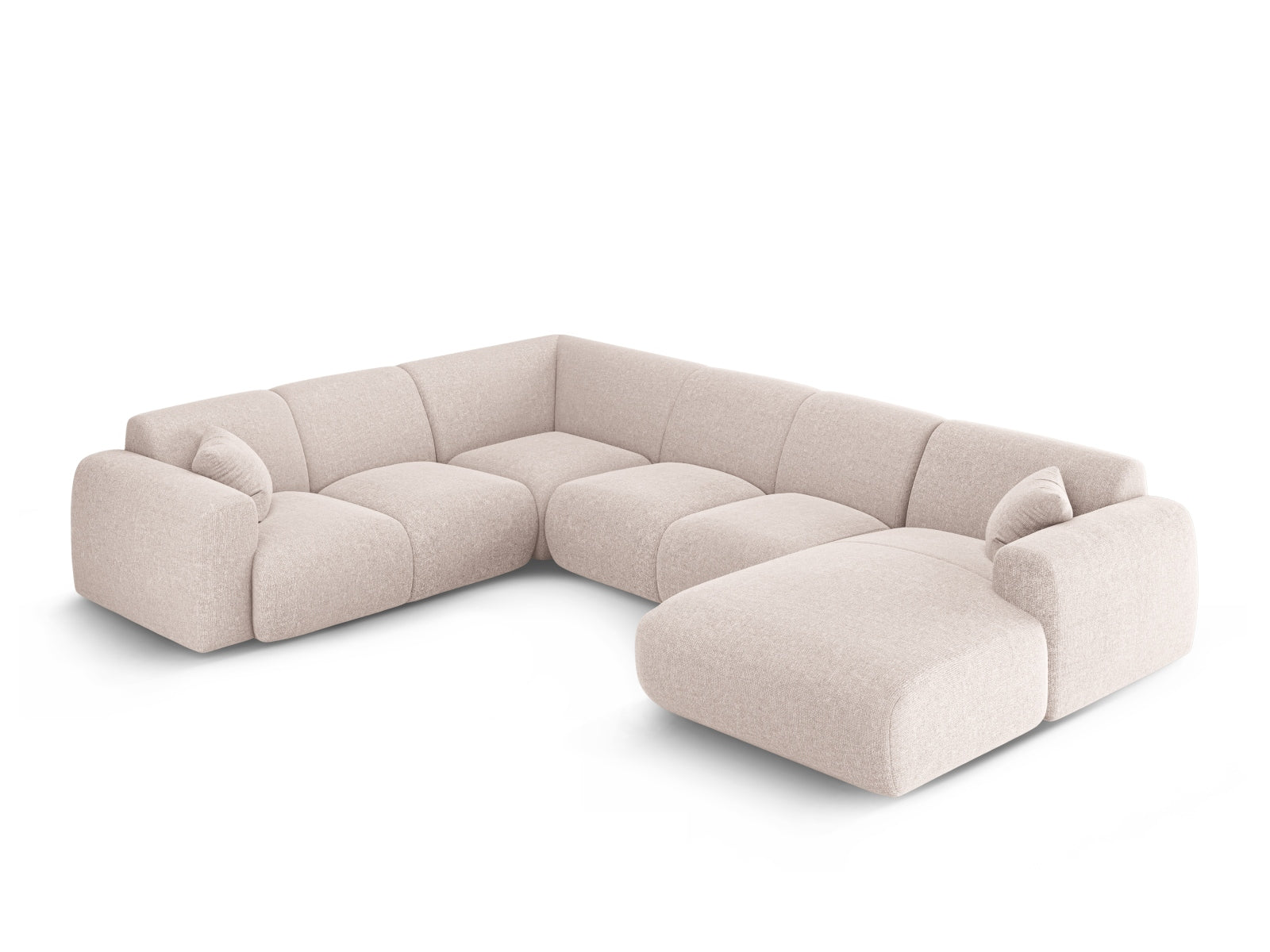 Erleben Sie das Nolio Panoramic Ecksofa links (252cm) von Cosmopolitan Design – ein stilvolles 6-Sitzer Sofa, das Komfort und Eleganz perfekt kombiniert!