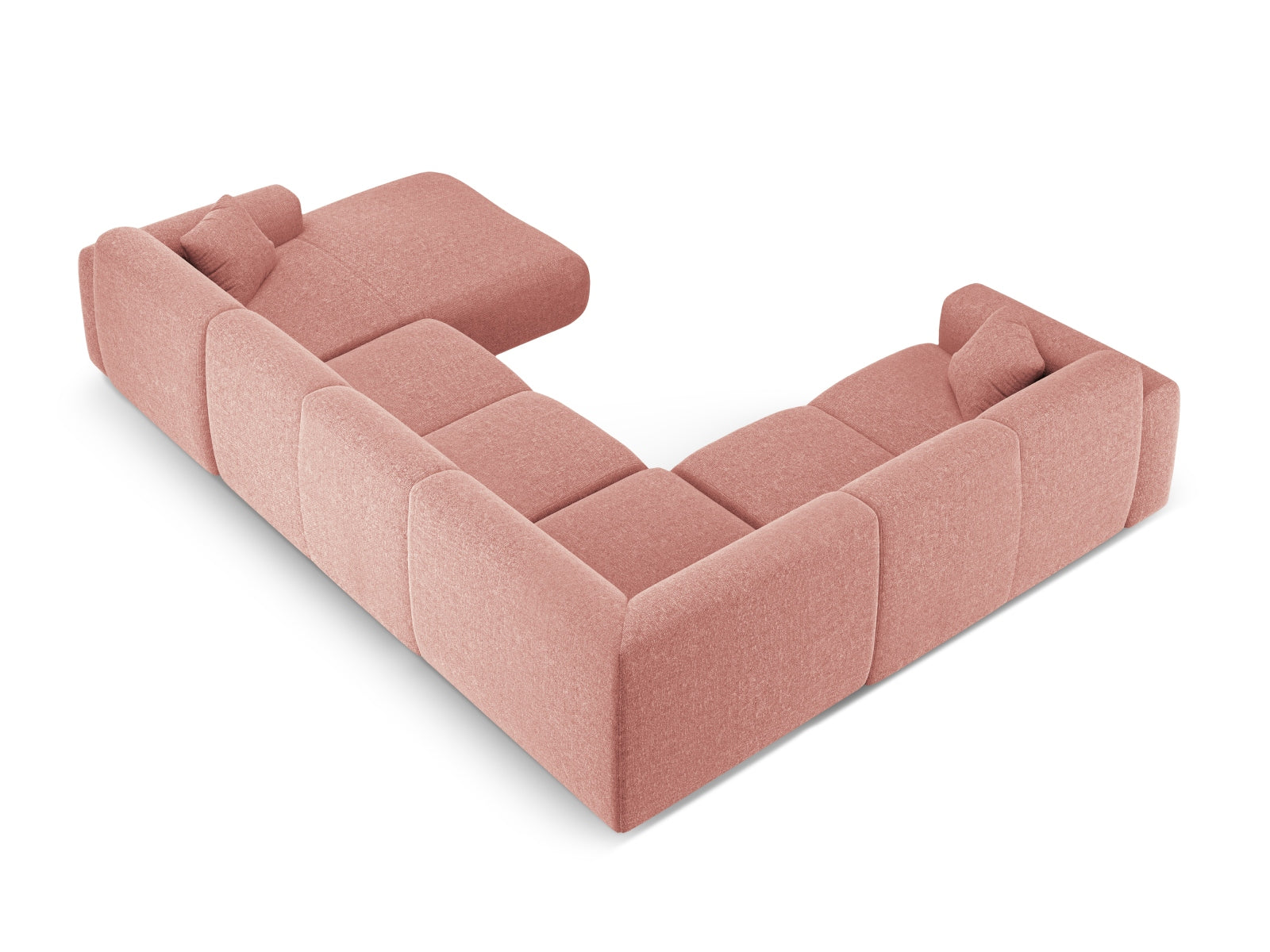 Stylisches Nolio Panoramic Ecksofa links in Pink-Haga, 6 Sitzer, 252 cm, ideal für gemütliche und moderne Wohnräume.
