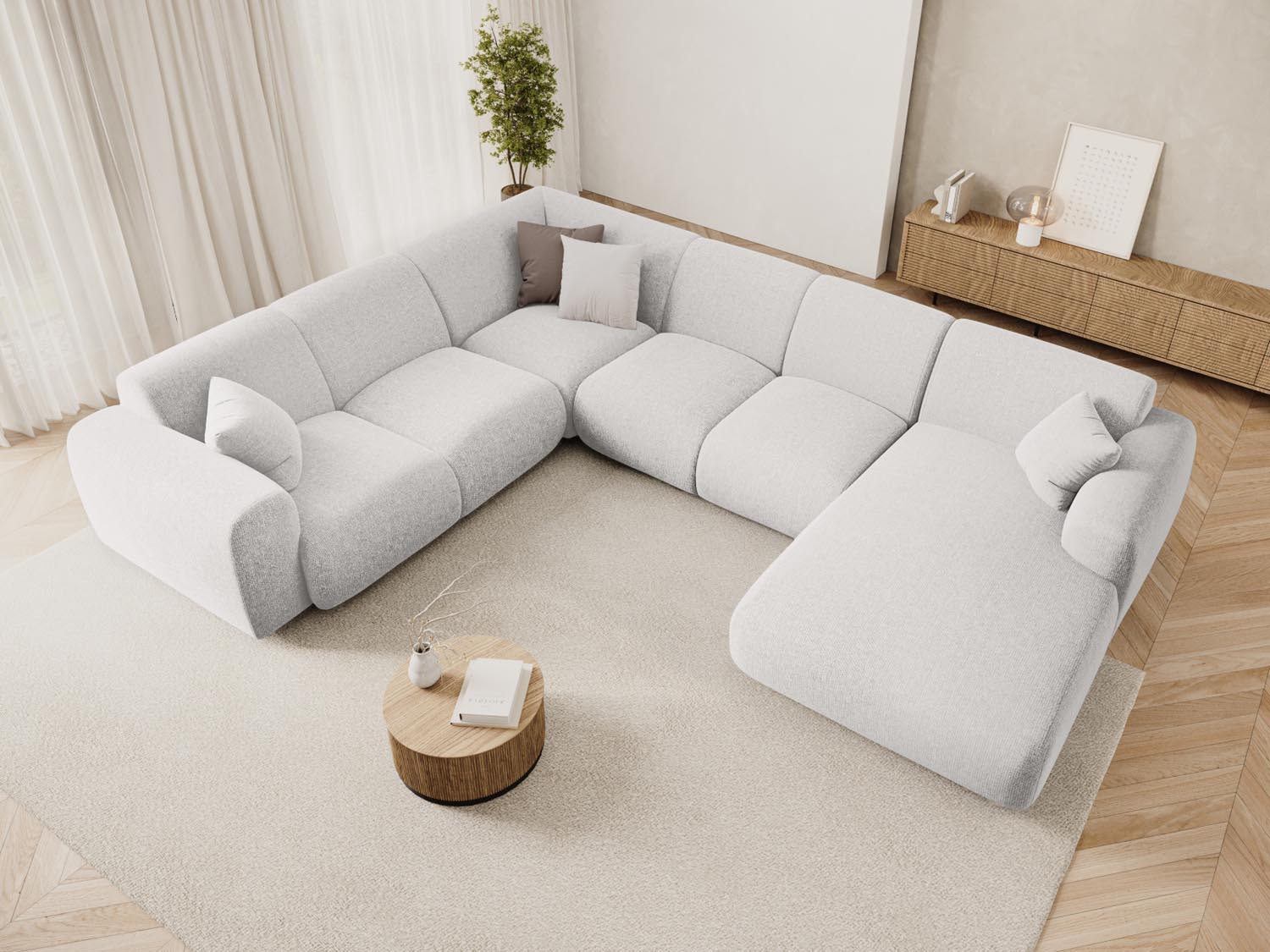 Entdecken Sie das Nolio Panoramic Ecksofa links (252cm) von Cosmopolitan Design – ein elegantes 6-Sitzer Sofa, das modernen Komfort und stilvolles Design vereint!