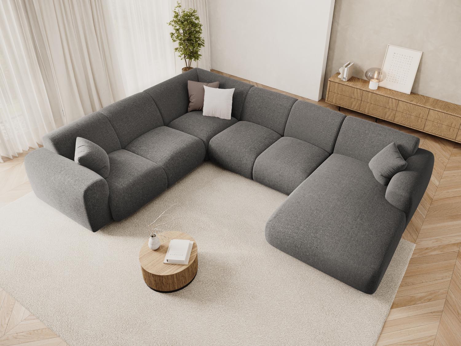 Entdecken Sie das Nolio Panoramic Ecksofa links (252cm) von Cosmopolitan Design – ein elegantes 6-Sitzer Sofa, das modernen Komfort und stilvolles Design vereint!