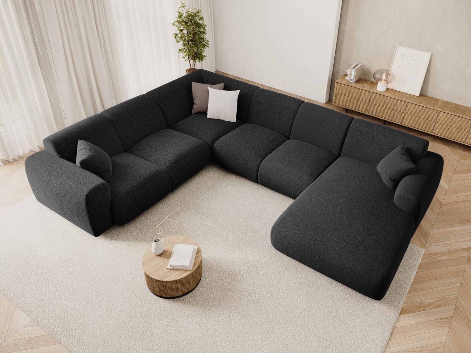 Entdecken Sie das Nolio Panoramic Ecksofa links (252cm) von Cosmopolitan Design – ein elegantes 6-Sitzer Sofa, das modernen Komfort und stilvolles Design vereint!