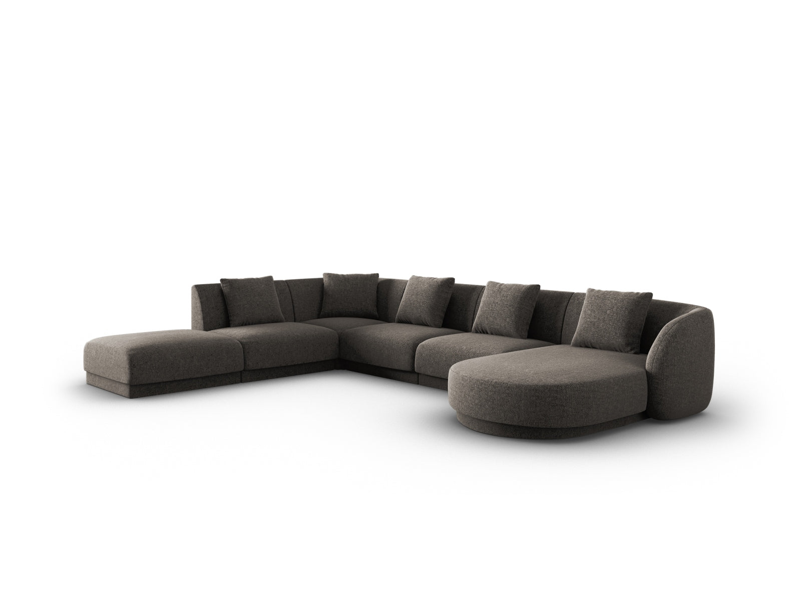 Elegantes Tulum Panoramic Ecksofa links in Grau, 6 Sitzer, 255 cm, ideal für stilvolle Wohnräume, präsentiert von Cosmopolitan Design.
