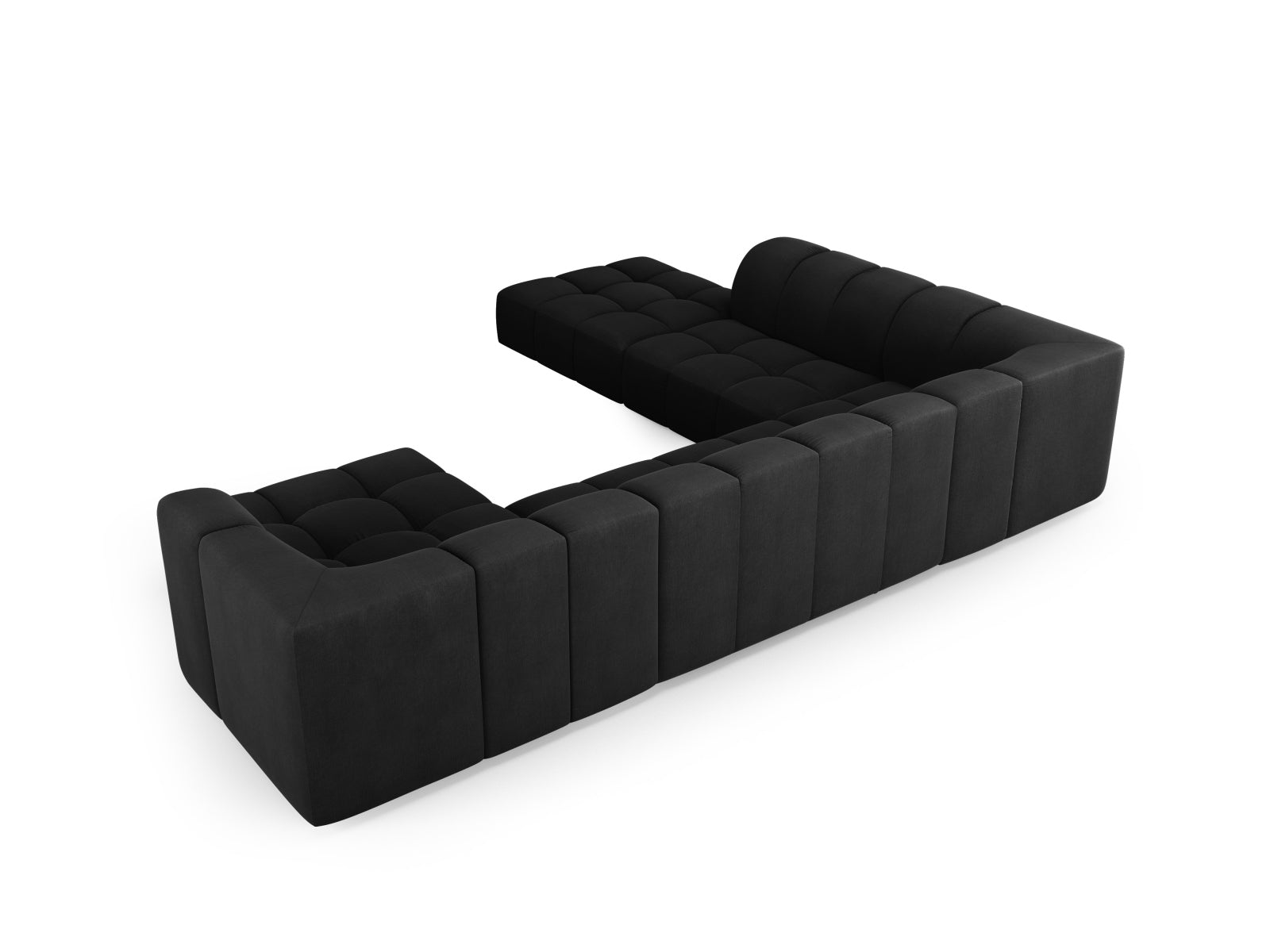 7-Sitzer Modular Ecksofa Panoramic links Moritz in Black-Rebel präsentiert im Onlineshop von KAQTU Design AG. Ecksofa links ist von Cosmopolitan Design