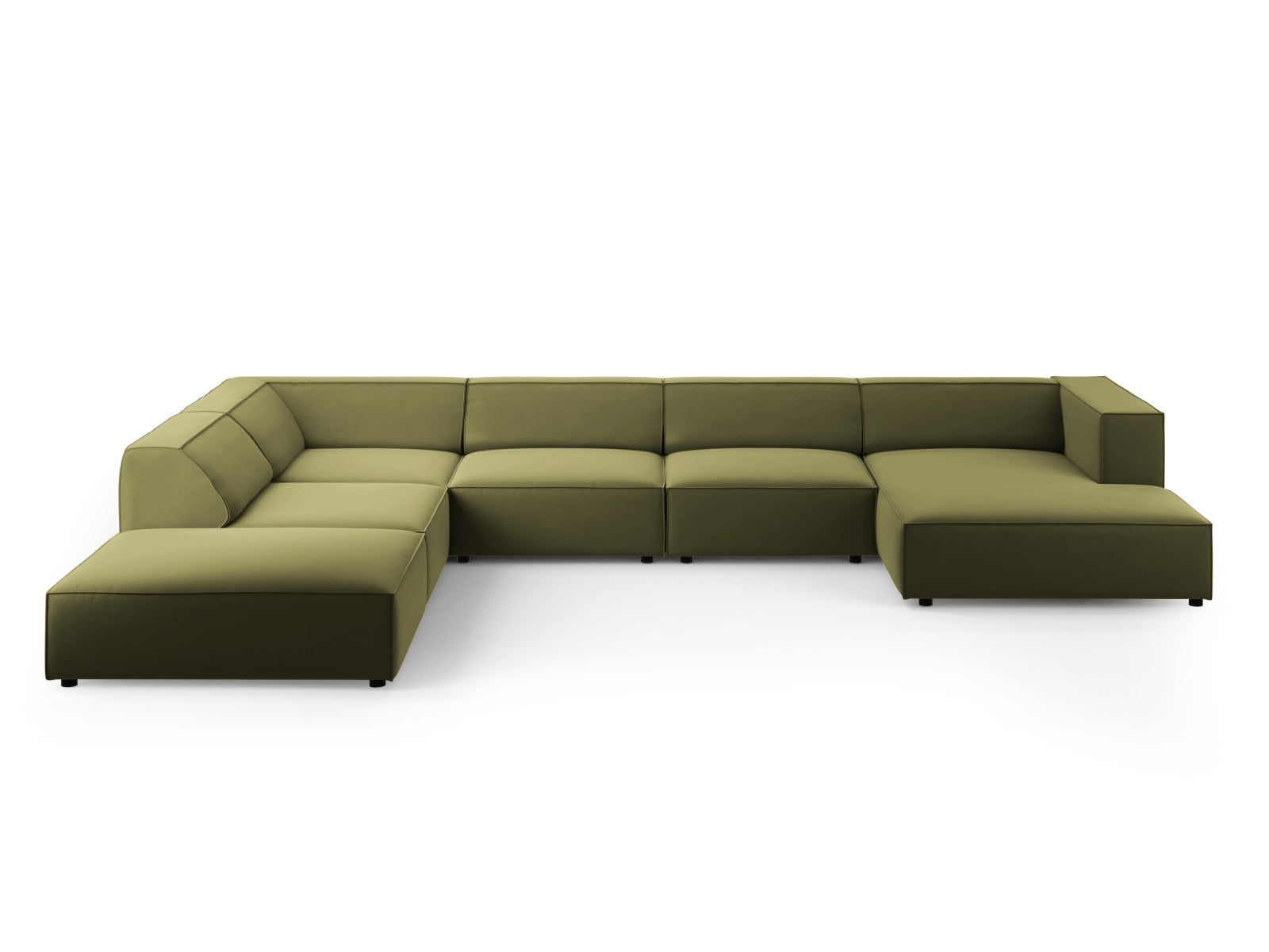 Arendal Velour Panoramic Ecksofa links 7 Sitzer in Light Green präsentiert im Onlineshop von KAQTU Design AG. Ecksofa links ist von Cosmopolitan Design