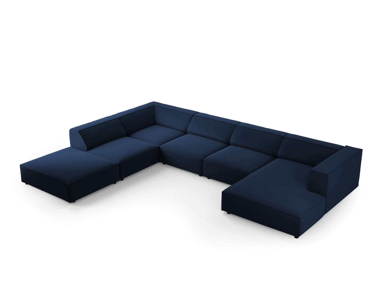 Erleben Sie das elegante Arendal Velour Panoramic Ecksofa links 7 Sitzer von Cosmopolitan Design – perfektes Sofa für modernen Komfort und stilvolle Akzente.