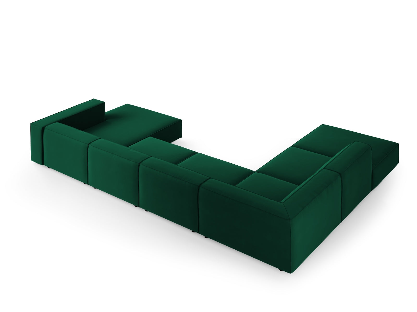 Entdecken Sie das stilvolle Arendal Velour Panoramic Ecksofa links 7 Sitzer von Cosmopolitan Design – ideal für modernes Wohnen und gemütliche Abende.