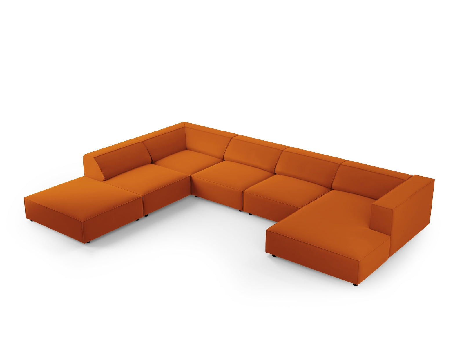 Erleben Sie das elegante Arendal Velour Panoramic Ecksofa links 7 Sitzer von Cosmopolitan Design – perfekt für stilvolles Wohnen und entspannte Stunden.