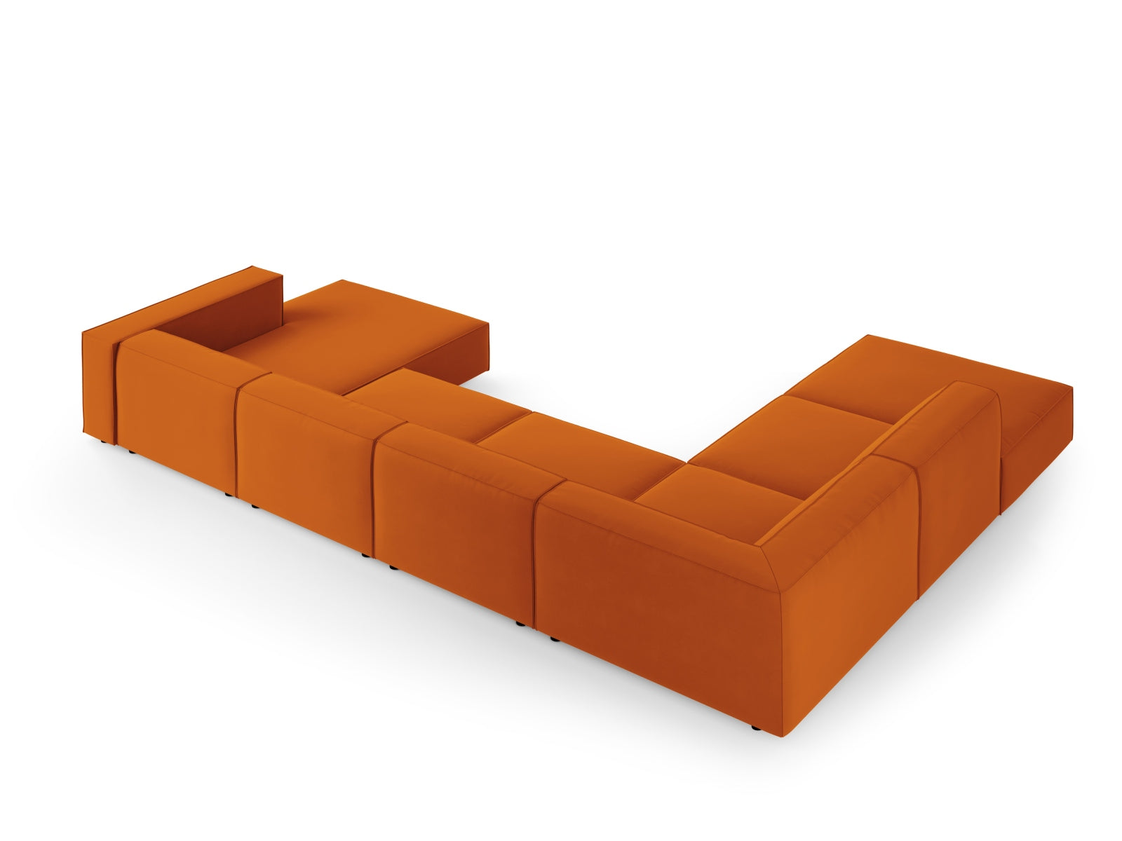 Entdecken Sie das stilvolle Arendal Velour Panoramic Ecksofa links 7 Sitzer von Cosmopolitan Design – ideal für modernes Wohnen und gemütliche Abende.