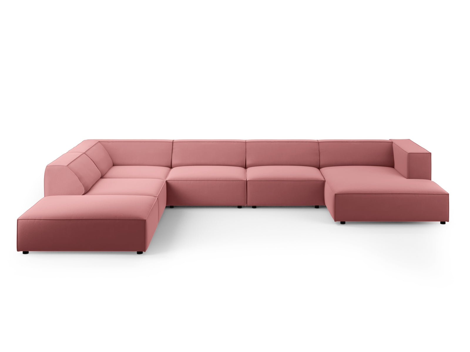Arendal Velour Panoramic Ecksofa links 7 Sitzer in Flamingo präsentiert im Onlineshop von KAQTU Design AG. Ecksofa links ist von Cosmopolitan Design