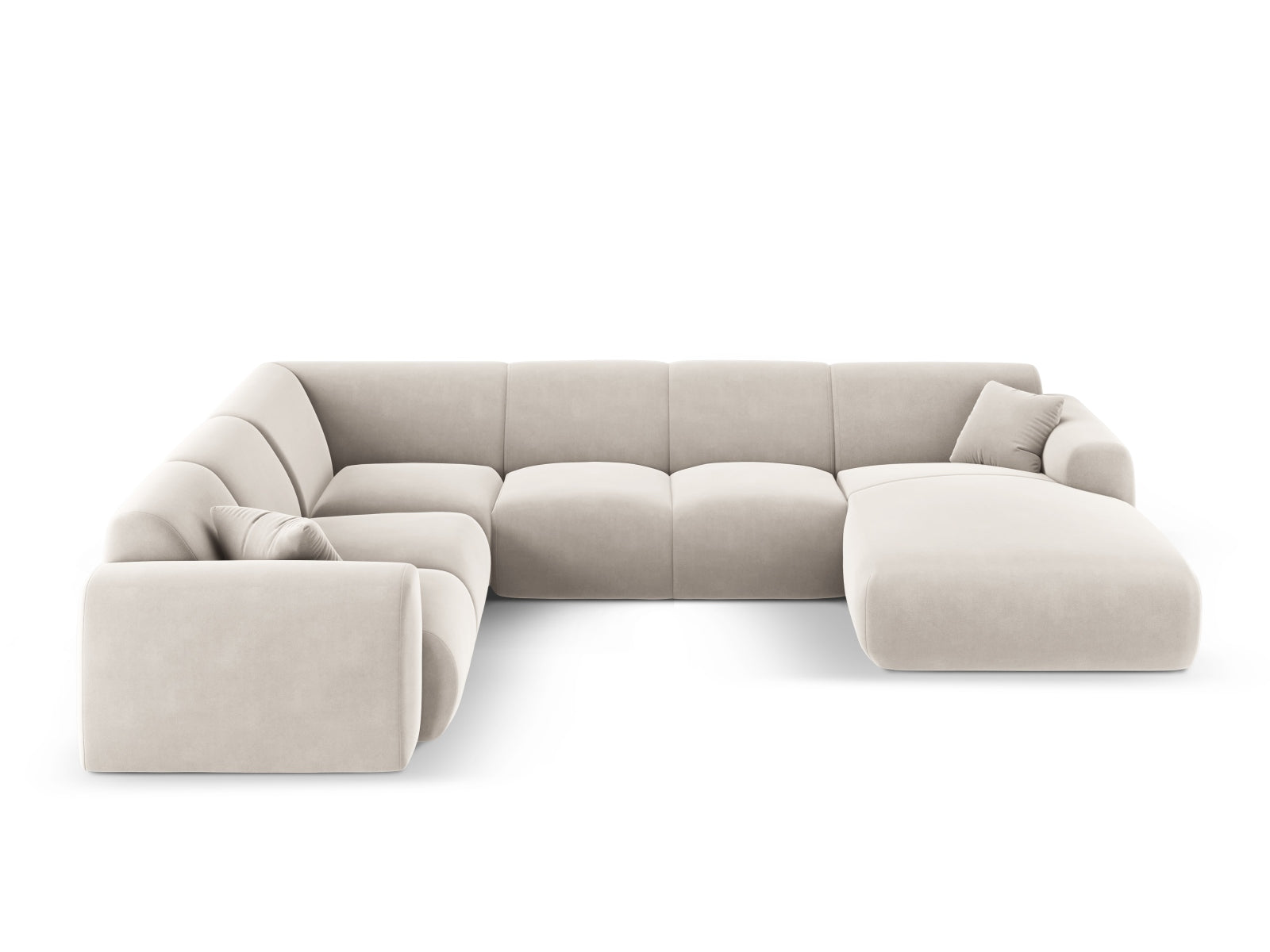 Nolio Velour Panoramic Ecksofa links 6 Sitzer 252cm in Light Beige präsentiert im Onlineshop von KAQTU Design AG. Ecksofa links ist von Cosmopolitan Design