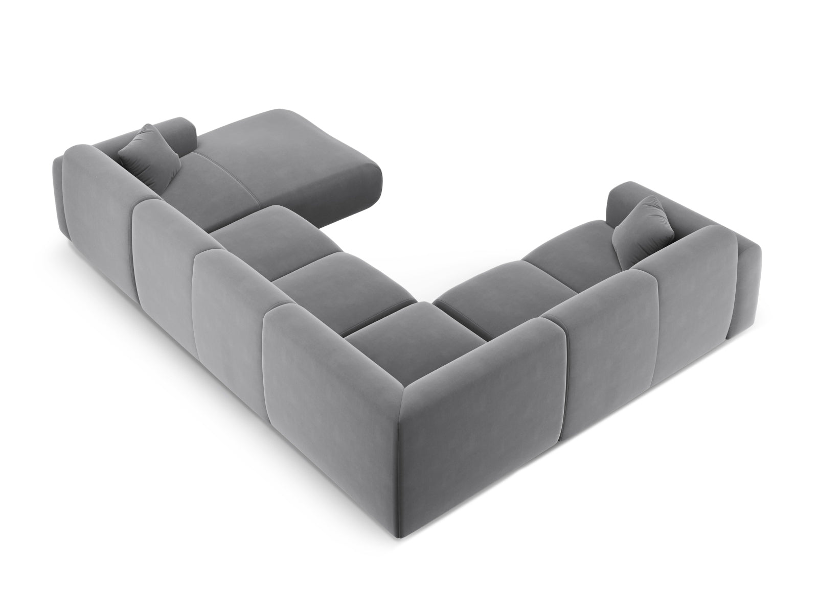 Entdecken Sie das Nolio Velour Panoramic Ecksofa links (252cm) von Cosmopolitan Design – ein elegantes 6-Sitzer Sofa, das Komfort und Stil vereint.