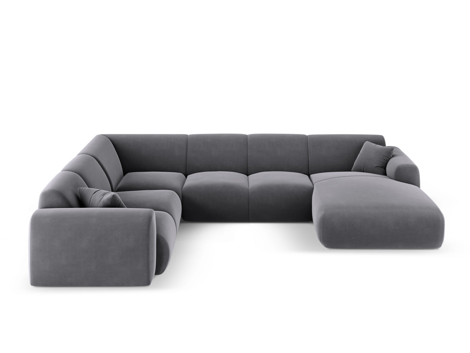 Nolio Velour Panoramic Ecksofa links 6 Sitzer 252cm in Dark Grey-Casino präsentiert im Onlineshop von KAQTU Design AG. Ecksofa links ist von Cosmopolitan Design