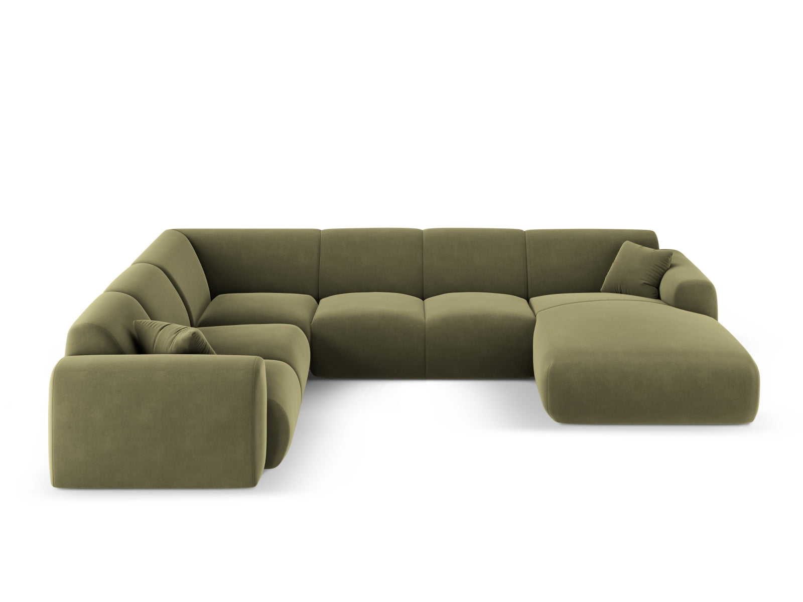 Nolio Velour Panoramic Ecksofa links 6 Sitzer 252cm in Light Green-Casino präsentiert im Onlineshop von KAQTU Design AG. Ecksofa links ist von Cosmopolitan Design