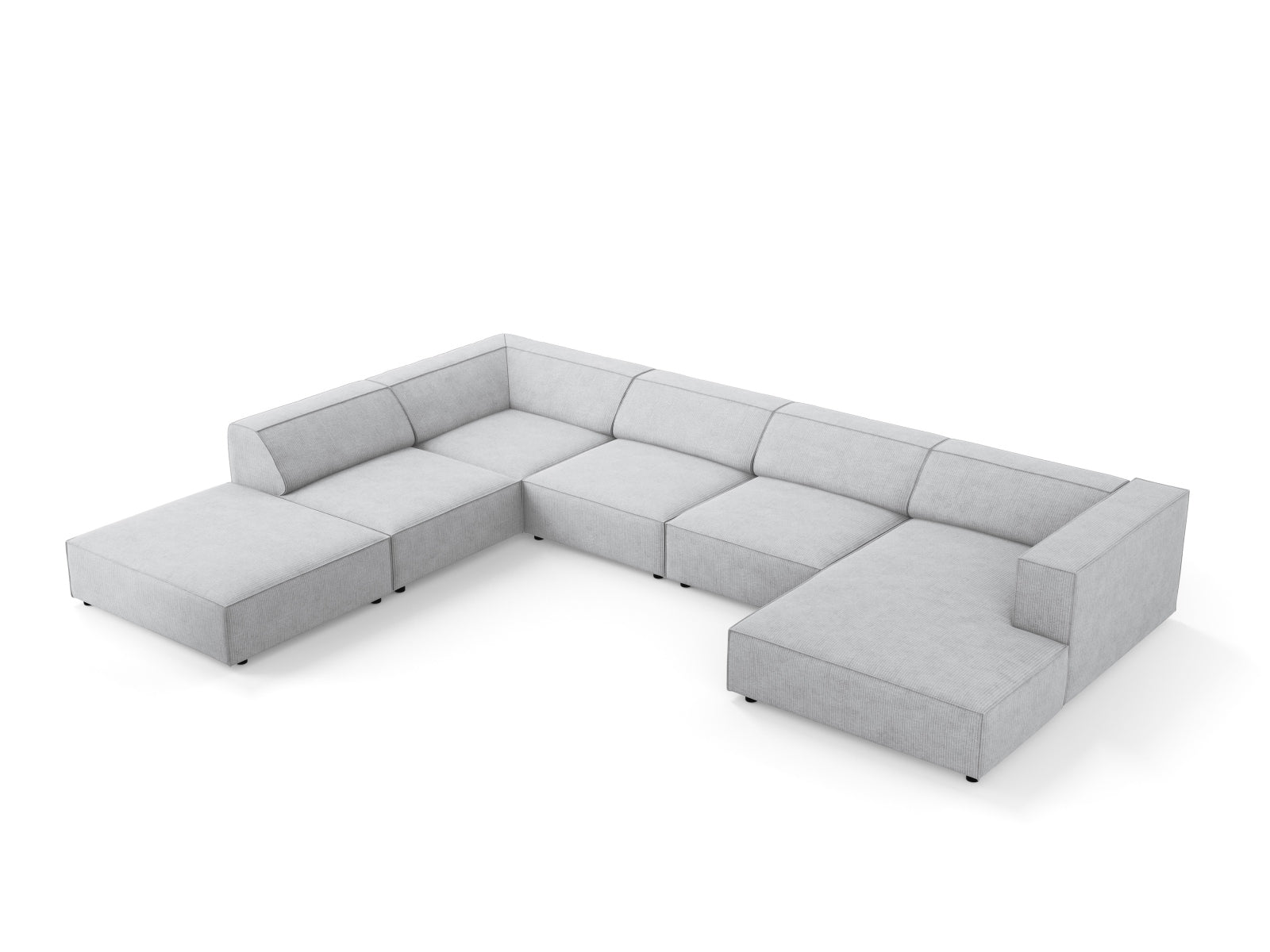 Stylisches Arendal Panoramic Ecksofa links in hellem Grau, ideal für moderne Wohnräume, präsentiert von Cosmopolitan Design.