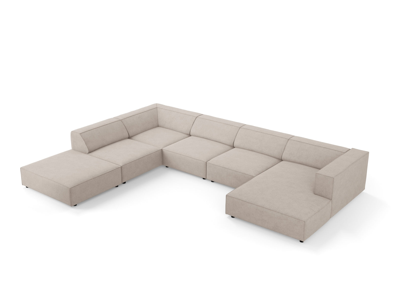 Elegantes Arendal Panoramic Ecksofa links in stilvollem Dunkelbeige, ideal für moderne Wohnräume, präsentiert von Cosmopolitan Design.