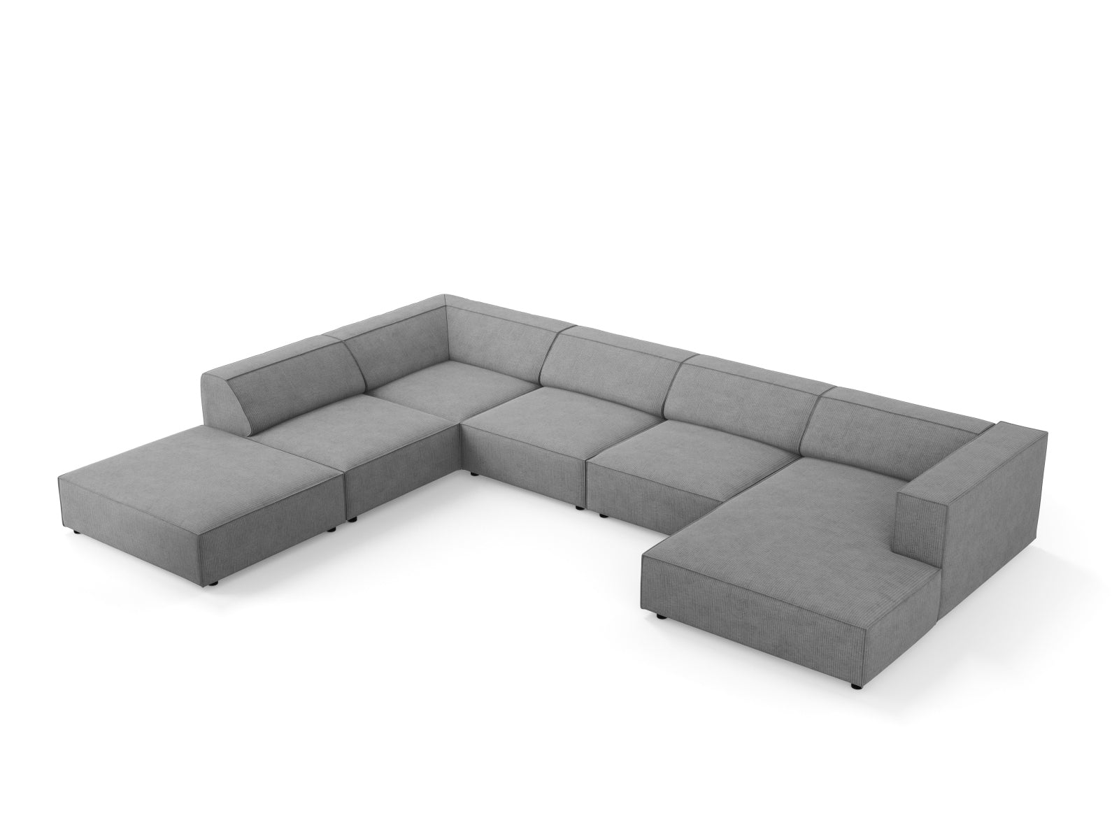 Stylisches Arendal Panoramic Ecksofa links in Dunkelgrau, ideal für moderne Wohnräume, präsentiert von Cosmopolitan Design.