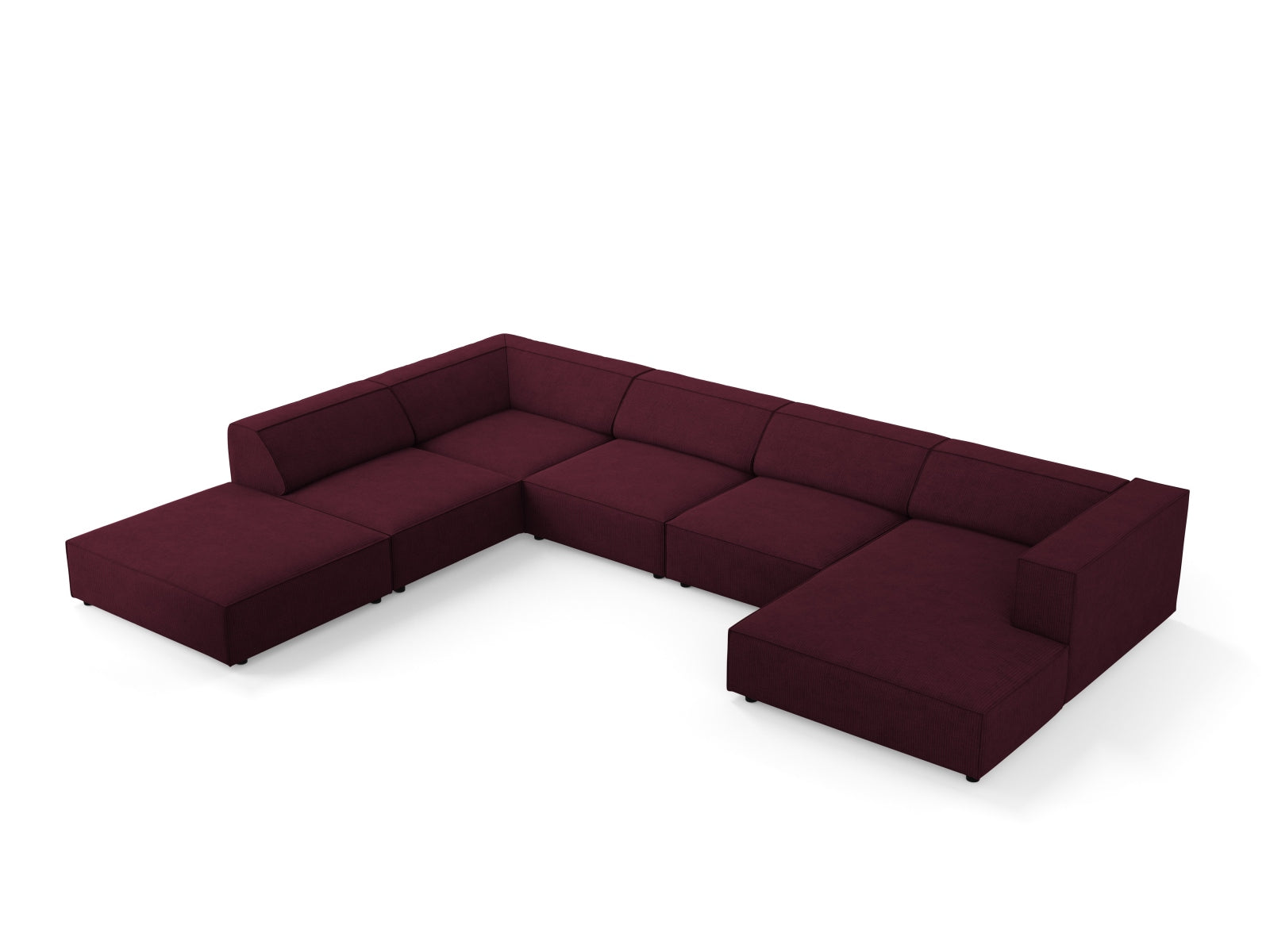 Elegantes Arendal Panoramic Ecksofa links in Ruby-Brave Me, ideal für stilvolle Wohnräume, präsentiert von Cosmopolitan Design.