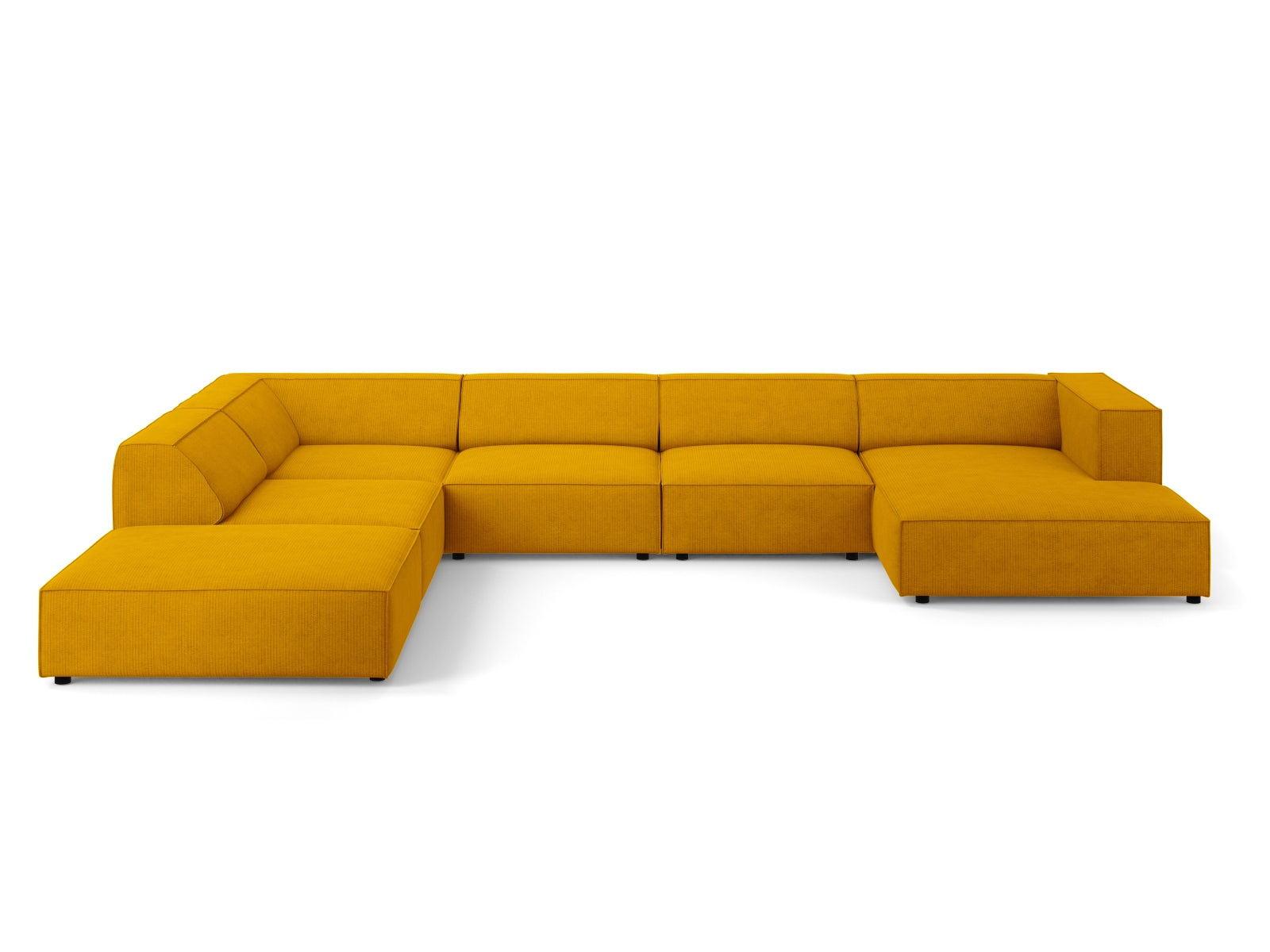 Arendal Panoramic Ecksofa links 7 Sitzer in Mustard-Brave Me präsentiert im Onlineshop von KAQTU Design AG. Ecksofa links ist von Cosmopolitan Design
