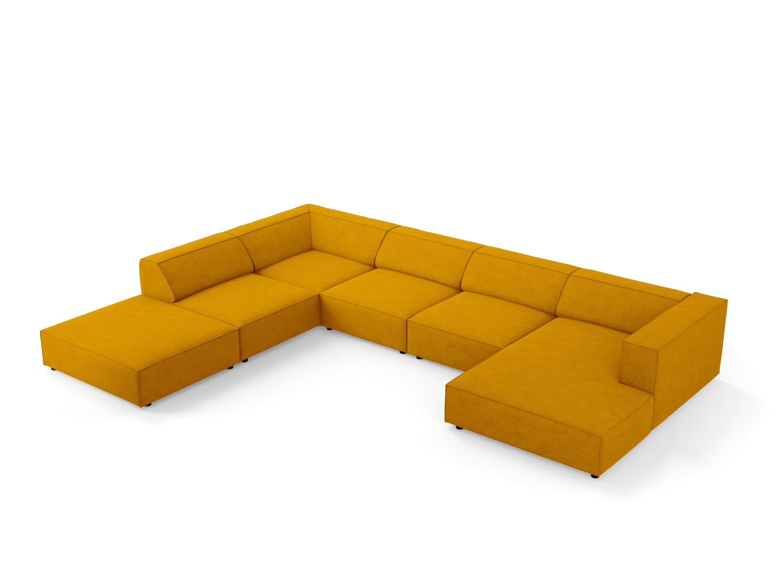Stylisches Arendal Panoramic Ecksofa links in Senfgelb, 7-Sitzer von Cosmopolitan Design, ideal für moderne Wohnräume.