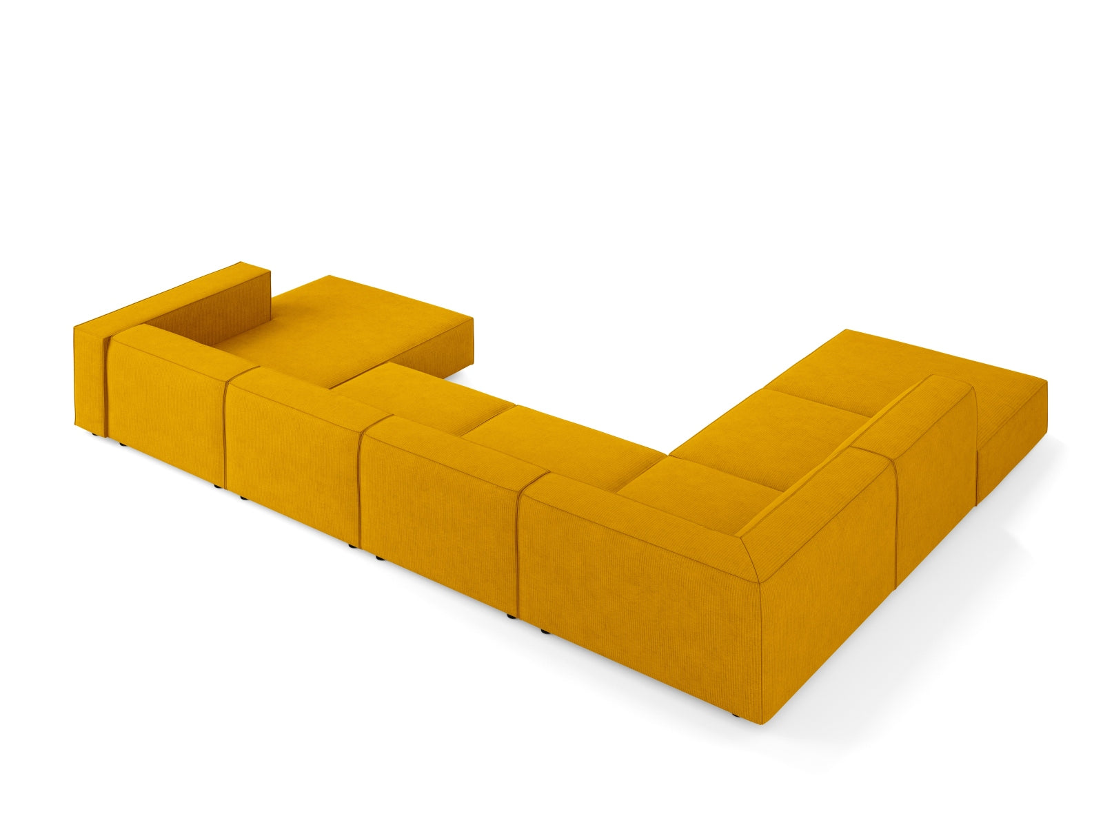 Elegantes 7-Sitzer Ecksofa links in Senfgelb, Arendal Panoramic von Cosmopolitan Design, perfekt für stilvolle Wohnzimmer.