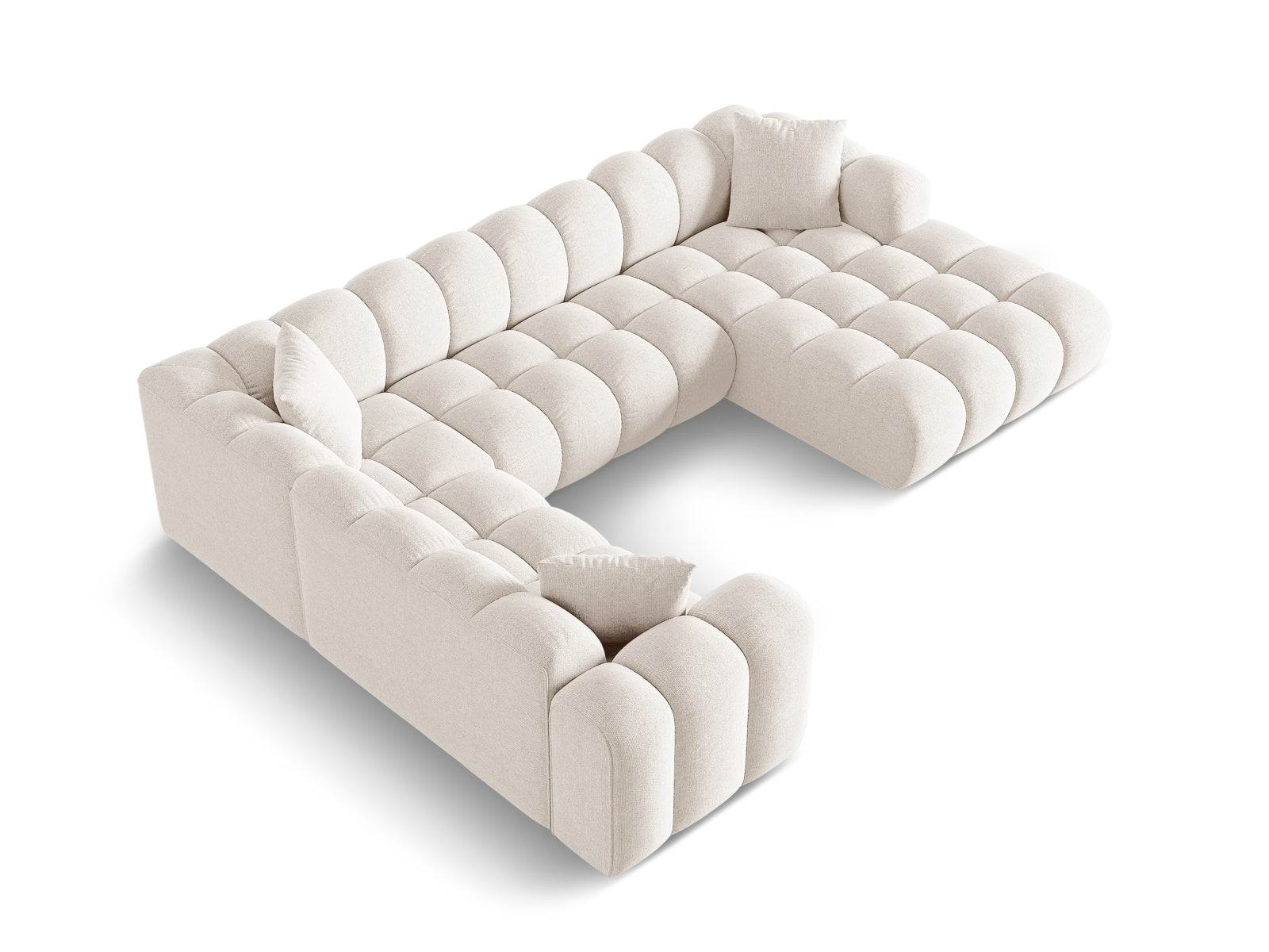 Stylisches 4-Sitzer Ecksofa links Panoramic Treno in sanftem Beige, ideal für entspannte Stunden und stilvolle Einrichtung.