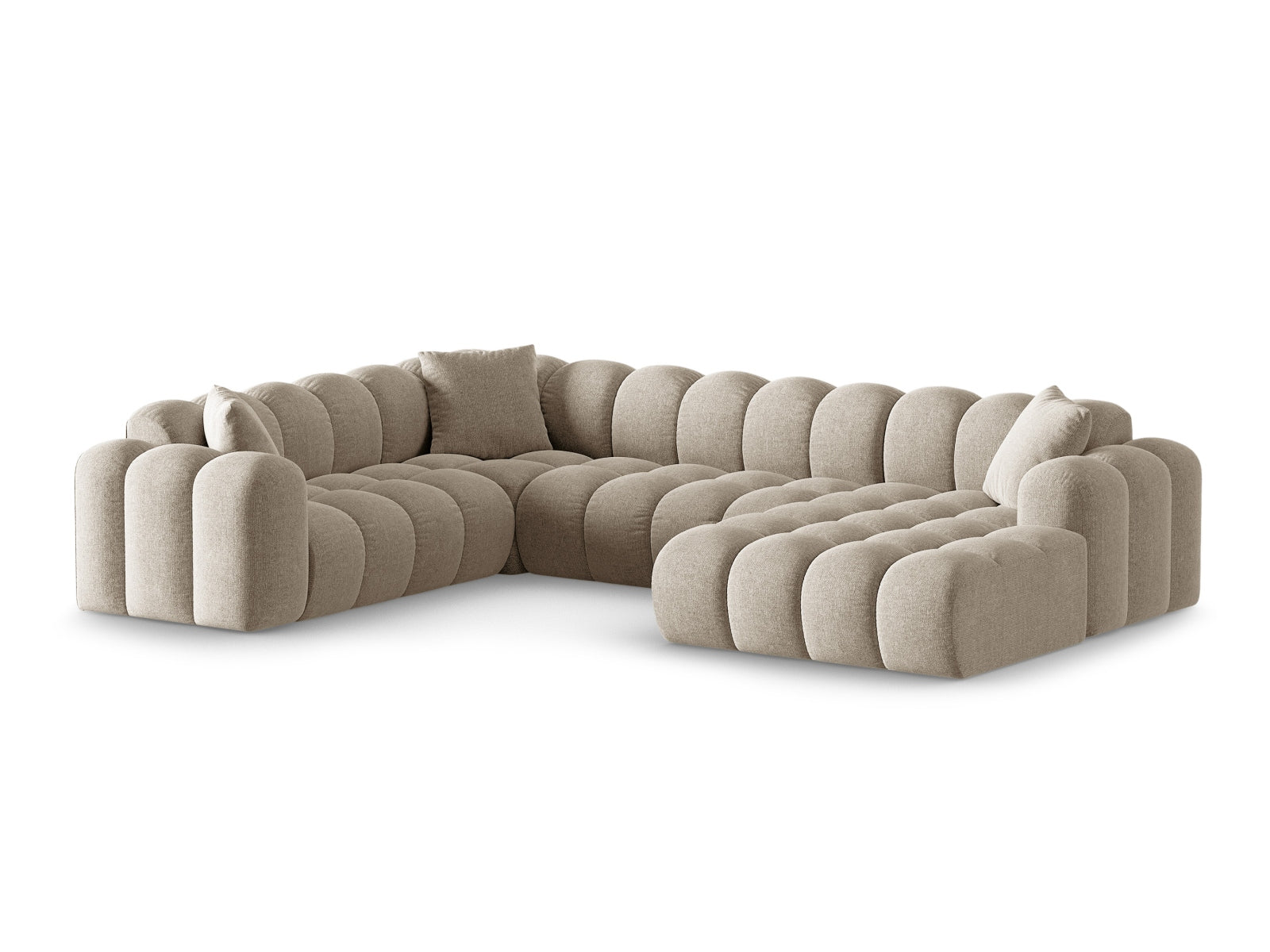 Elegantes 4-Sitzer Ecksofa links Panoramic Treno in stilvollem Dark Beige-Eden, ideal für moderne Wohnräume.