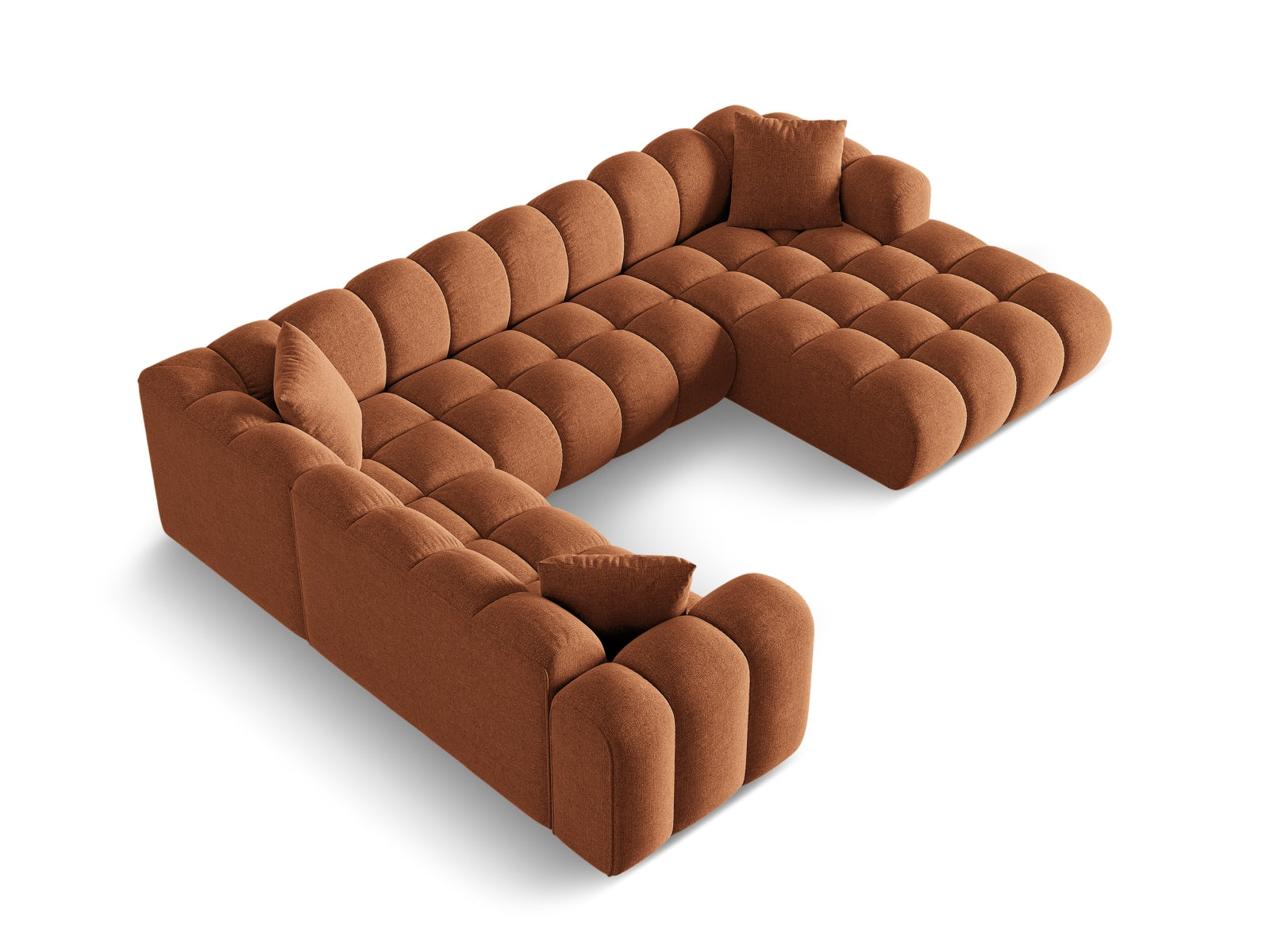 Elegantes 4-Sitzer Ecksofa links Panoramic Treno in Brick-Eden, ideal für entspannte Stunden und stilvolle Einrichtung.
