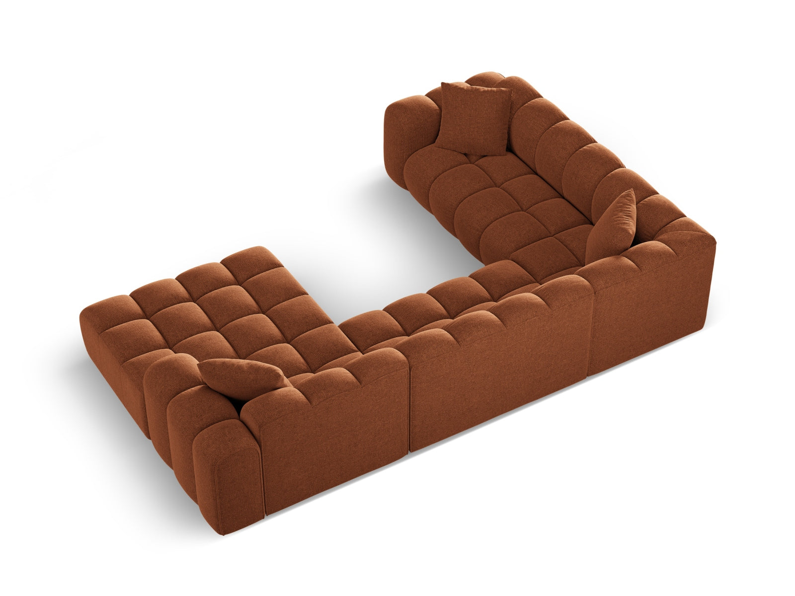 Modernes 4-Sitzer Ecksofa links Panoramic Treno in Brick-Eden, perfekt für gemütliche Abende und geschmackvolle Wohnräume.