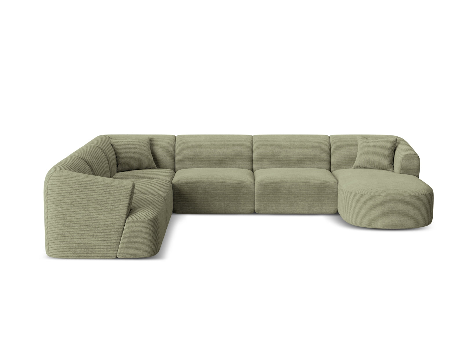 7-Sitzer Modular Ecksofa Panoramic links Campi in Moss Green-Lincoln D präsentiert im Onlineshop von KAQTU Design AG. Ecksofa links ist von Cosmopolitan Design