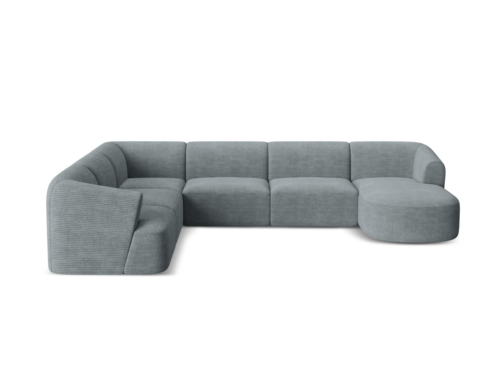Modernes 7-Sitzer Ecksofa Panoramic links Campi in stilvollem Dunkelgrau, ideal für gemütliche und elegante Wohnräume von Cosmopolitan Design.