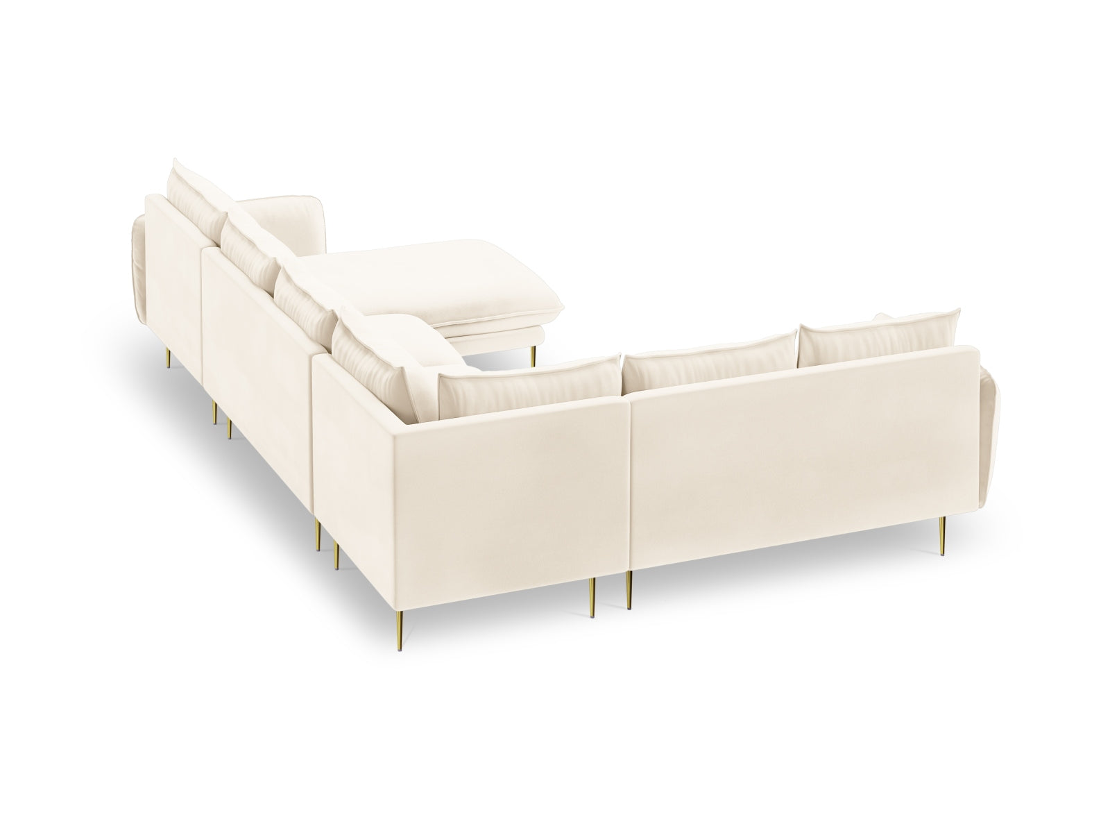 Vienna Velour Panoramic Ecksofa links 7 Sitzer 235cm in Light Beige/Gold-Bluvel präsentiert im Onlineshop von KAQTU Design AG. Ecksofa links ist von Cosmopolitan Design
