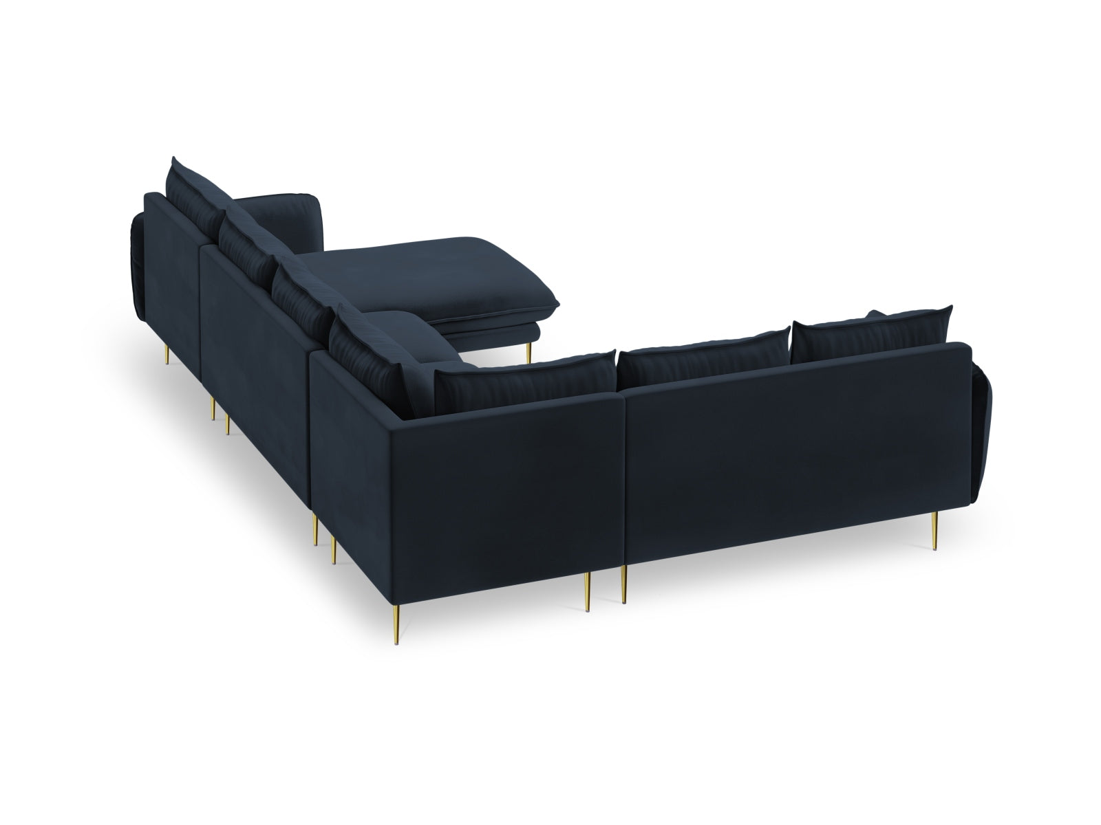 Vienna Velour Panoramic Ecksofa links 7 Sitzer 235cm in Dark Blue/Gold-Bluvel präsentiert im Onlineshop von KAQTU Design AG. Ecksofa links ist von Cosmopolitan Design