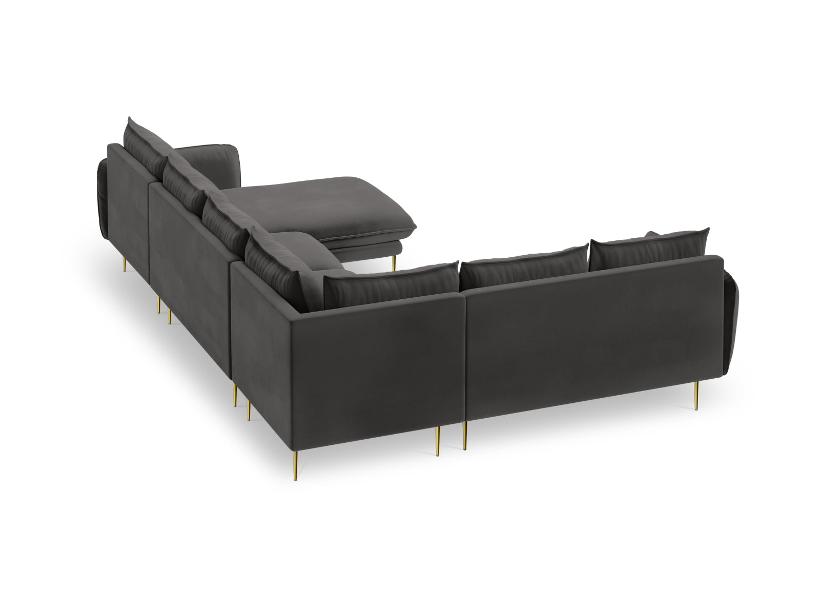 Vienna Velour Panoramic Ecksofa links 7 Sitzer 235cm in Dark Grey/Gold-Bluvel präsentiert im Onlineshop von KAQTU Design AG. Ecksofa links ist von Cosmopolitan Design