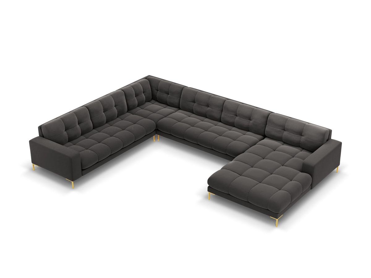 7-Sitzer Panoramic Ecksofa links Bali in Dark Grey-Bluvel präsentiert im Onlineshop von KAQTU Design AG. Ecksofa links ist von Cosmopolitan Design