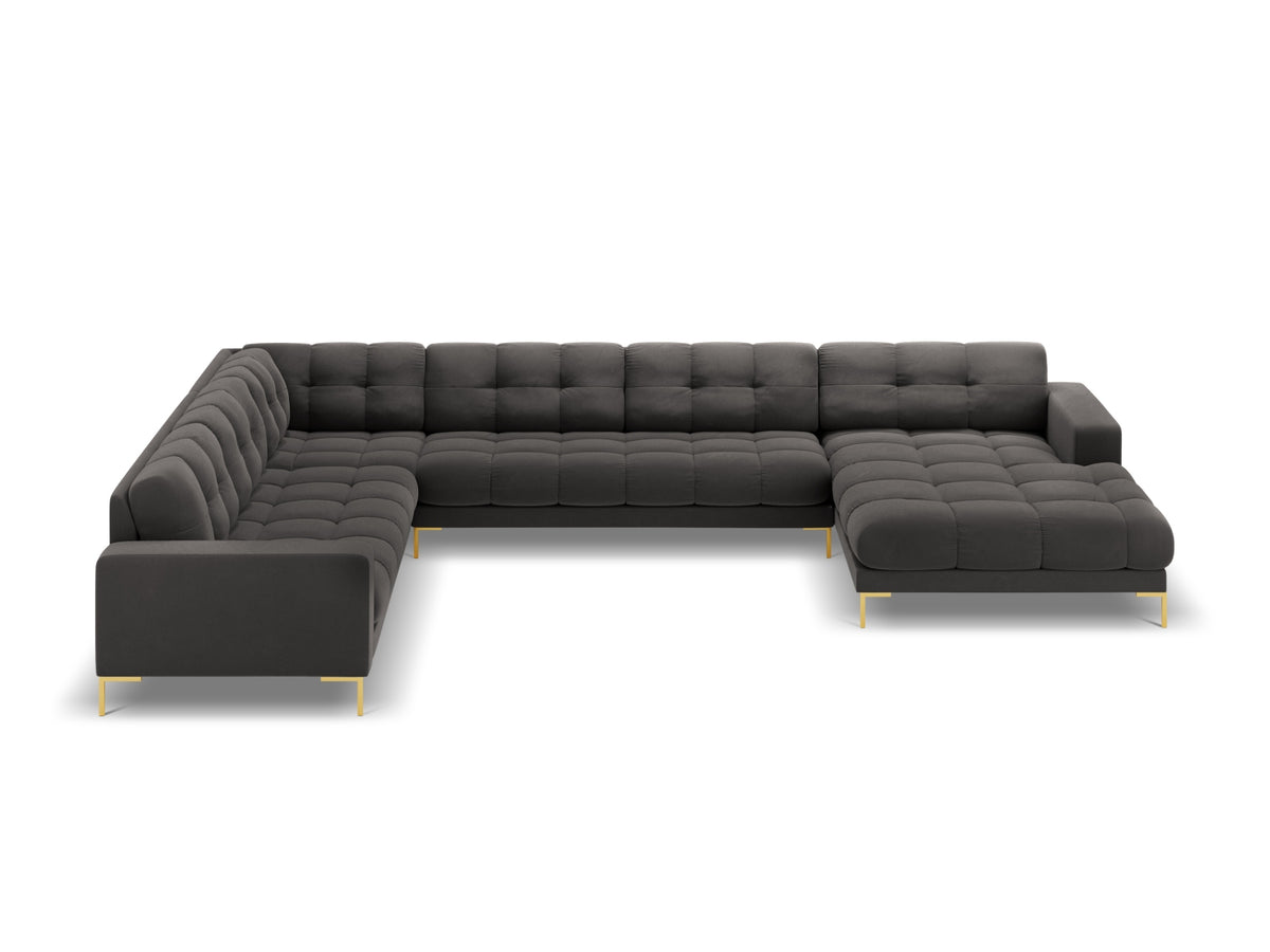 7-Sitzer Panoramic Ecksofa links Bali in Dark Grey-Bluvel präsentiert im Onlineshop von KAQTU Design AG. Ecksofa links ist von Cosmopolitan Design