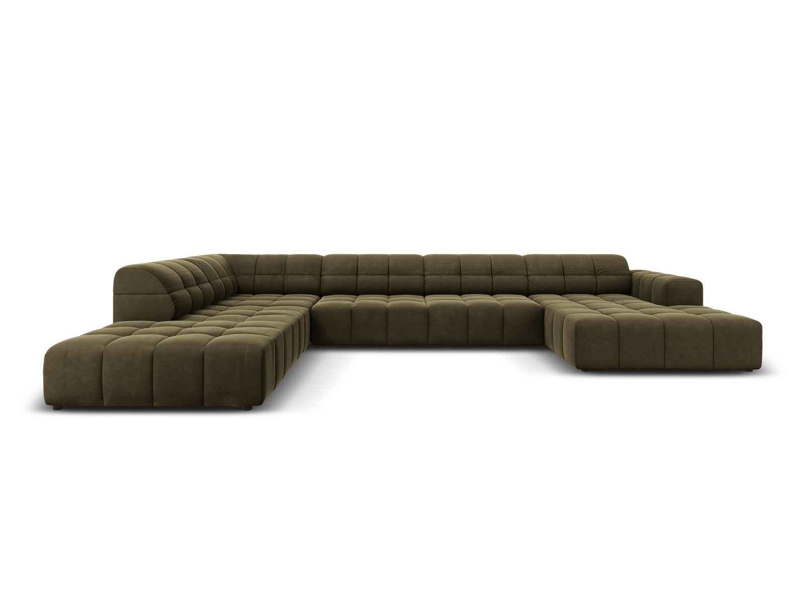 Chicago Velour Panoramic Ecksofa links 7 Sitzer 262cm in Green präsentiert im Onlineshop von KAQTU Design AG. Ecksofa links ist von Cosmopolitan Design