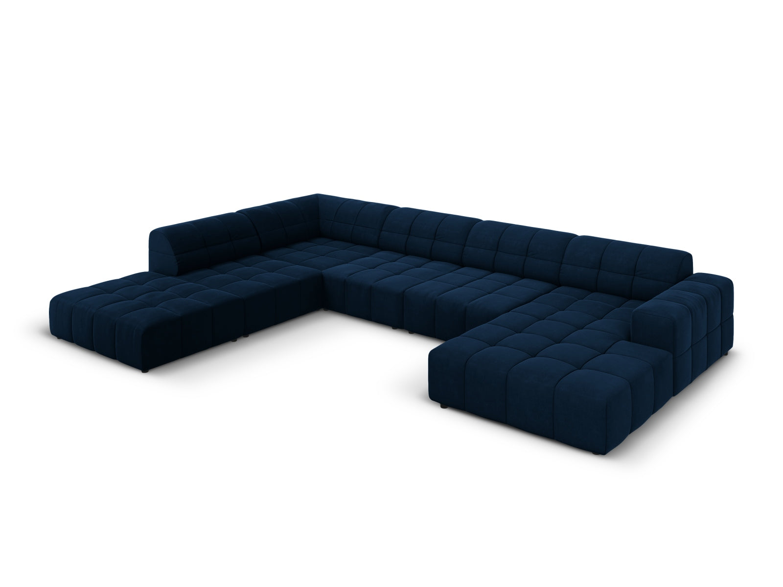 Erleben Sie das Chicago Velour Panoramic Ecksofa links für 7 Personen von Cosmopolitan Design – perfekt für stilvolle Entspannung und gesellige Abende.