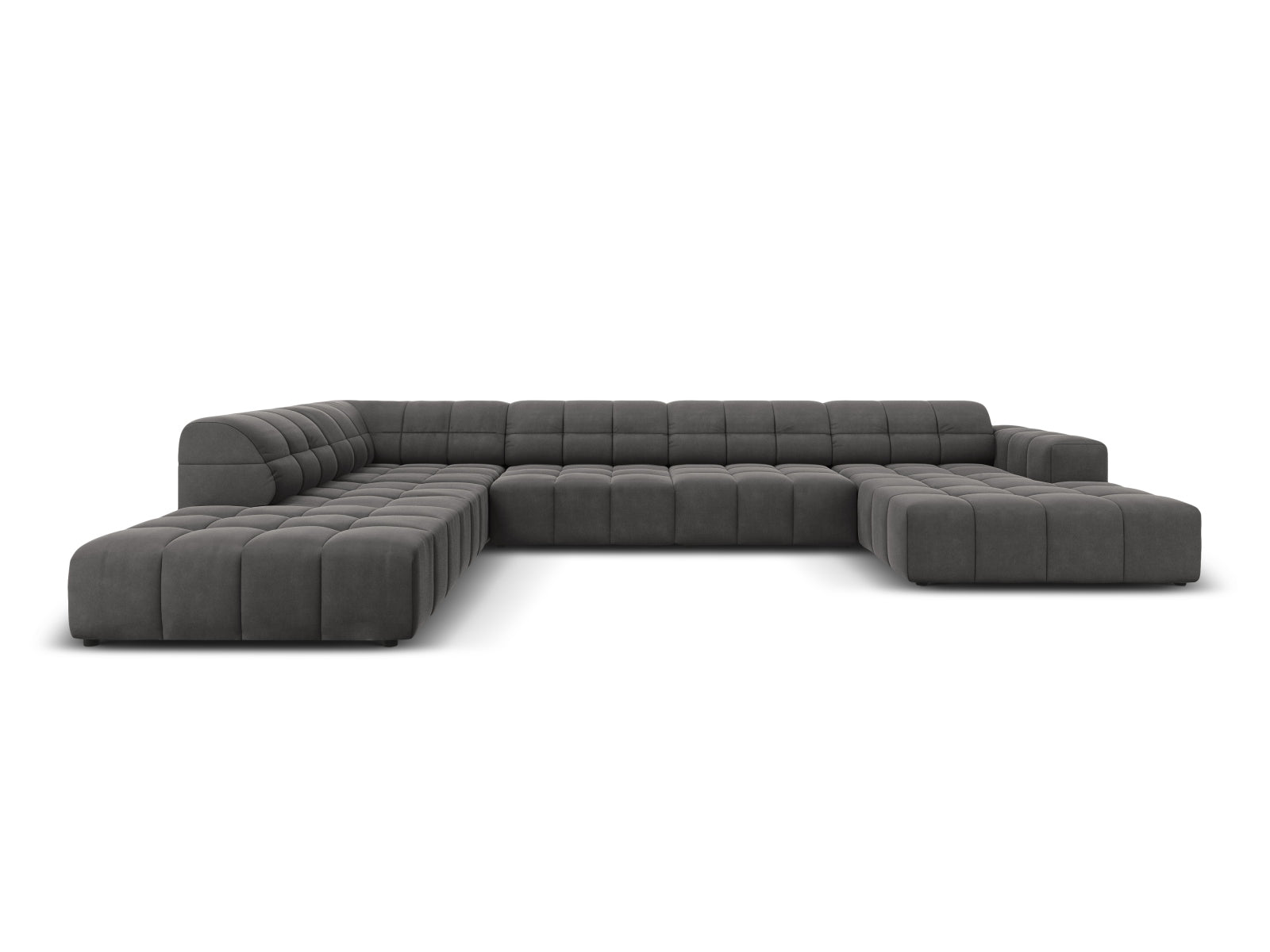 Chicago Velour Panoramic Ecksofa links 7 Sitzer 262cm in Grey präsentiert im Onlineshop von KAQTU Design AG. Ecksofa links ist von Cosmopolitan Design