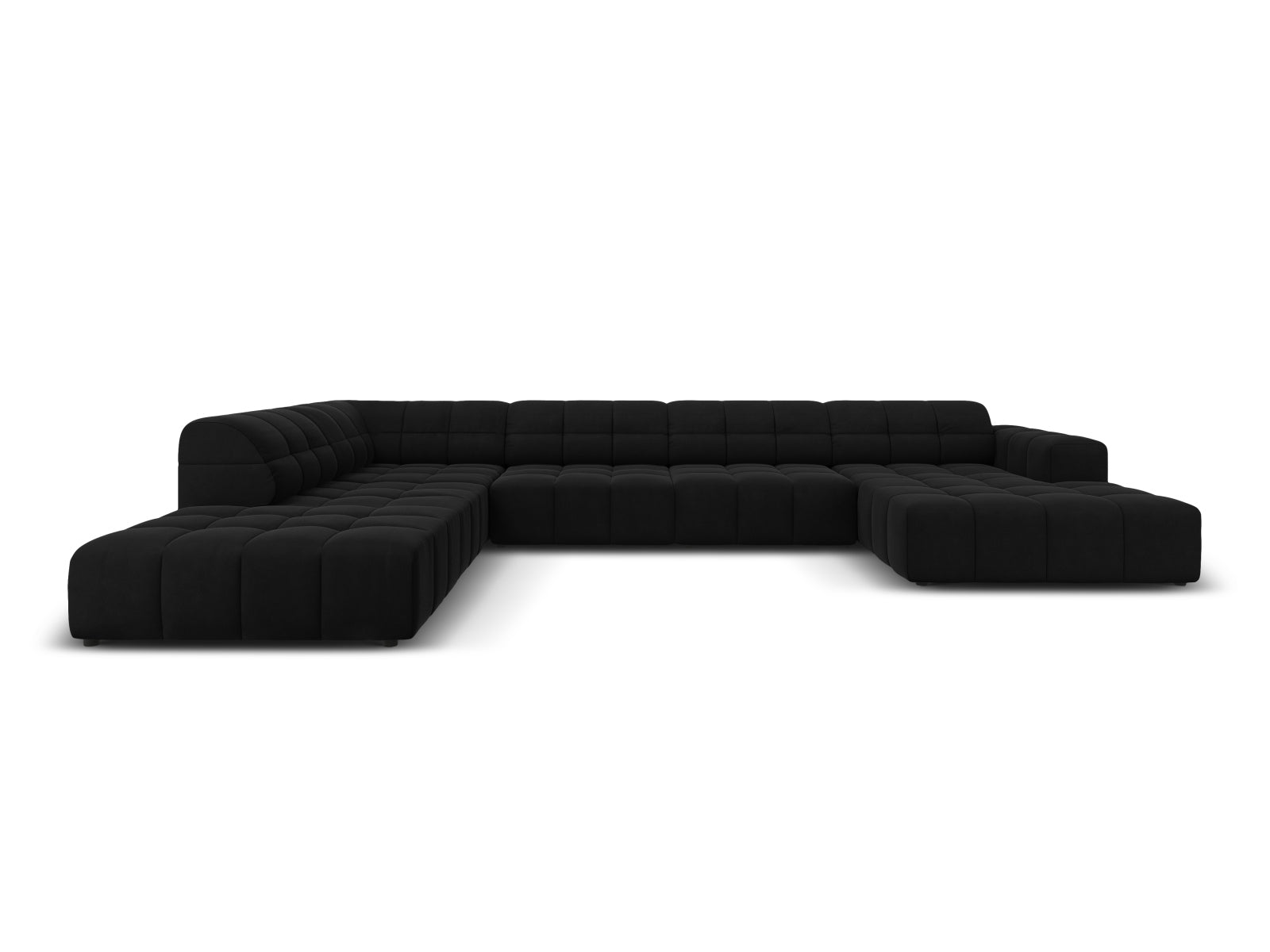 Chicago Velour Panoramic Ecksofa links 7 Sitzer 262cm in Black-Bluvel präsentiert im Onlineshop von KAQTU Design AG. Ecksofa links ist von Cosmopolitan Design