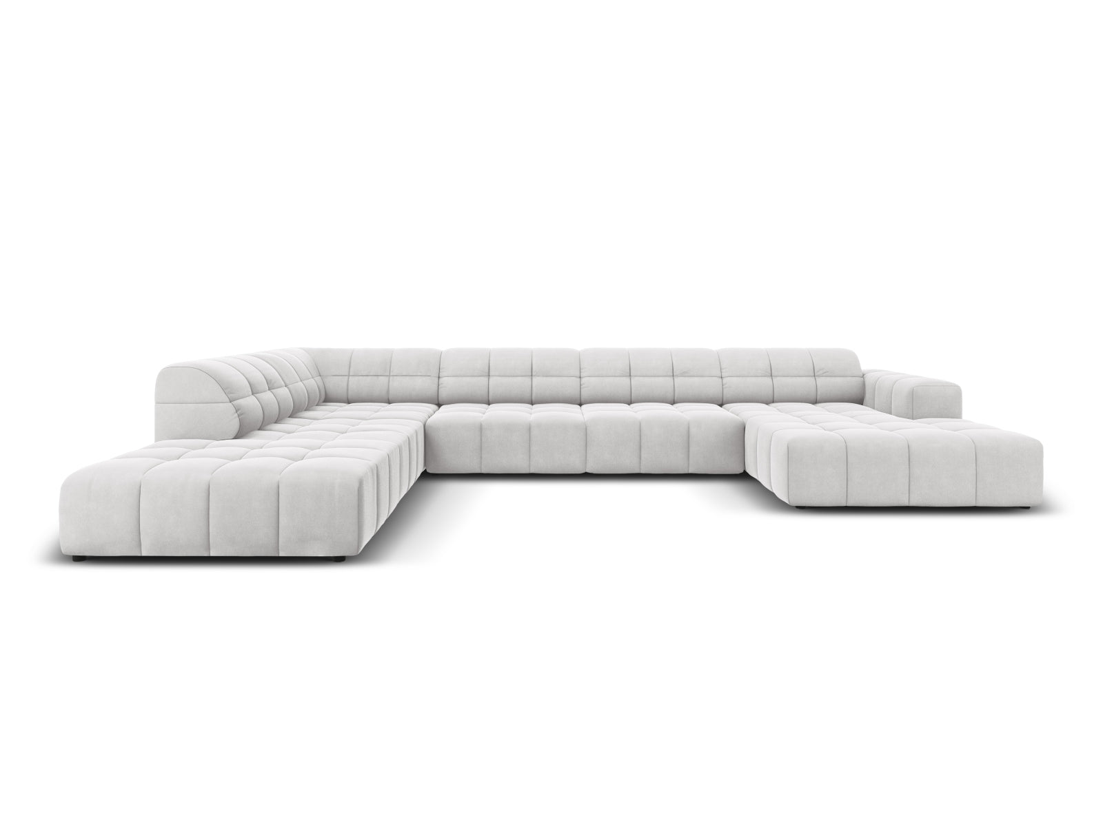 Chicago Velour Panoramic Ecksofa links 7 Sitzer 262cm in Silver präsentiert im Onlineshop von KAQTU Design AG. Ecksofa links ist von Cosmopolitan Design