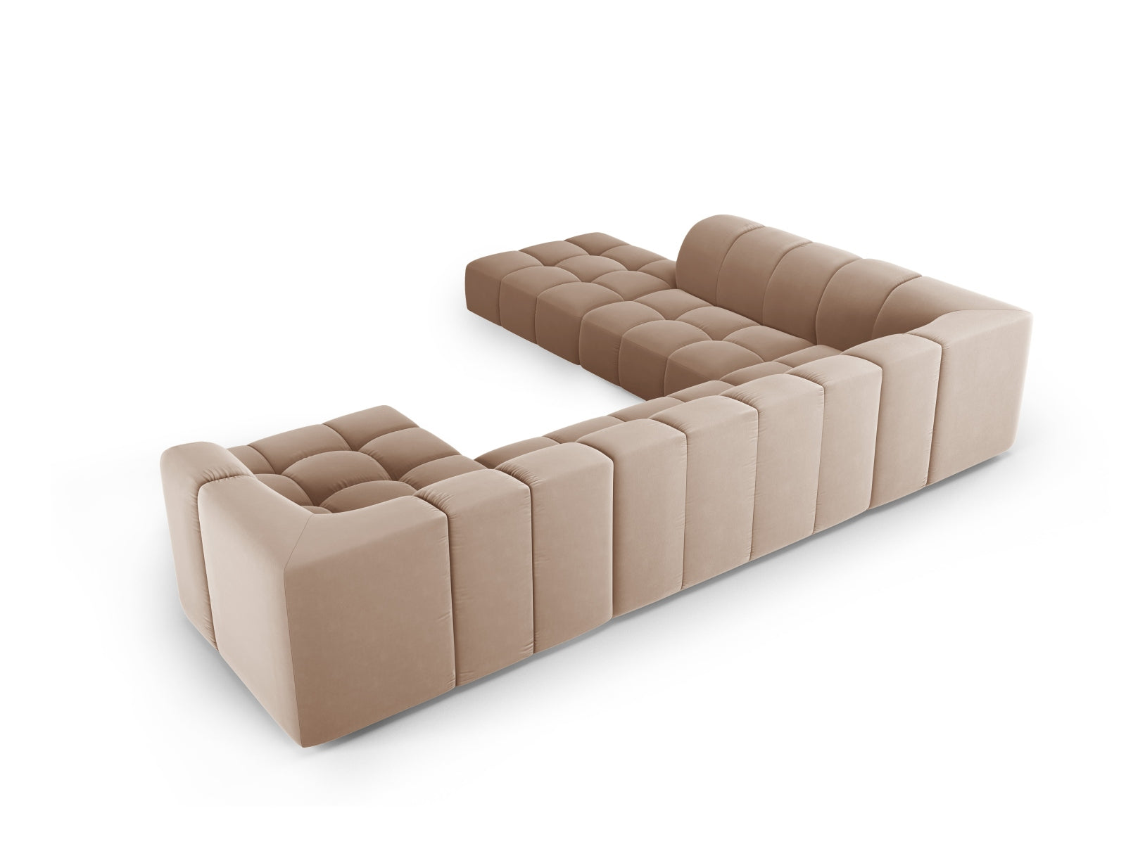 7-Sitzer Modular Ecksofa Panoramic links Moritz in Beige-Bluvel präsentiert im Onlineshop von KAQTU Design AG. Ecksofa links ist von Cosmopolitan Design