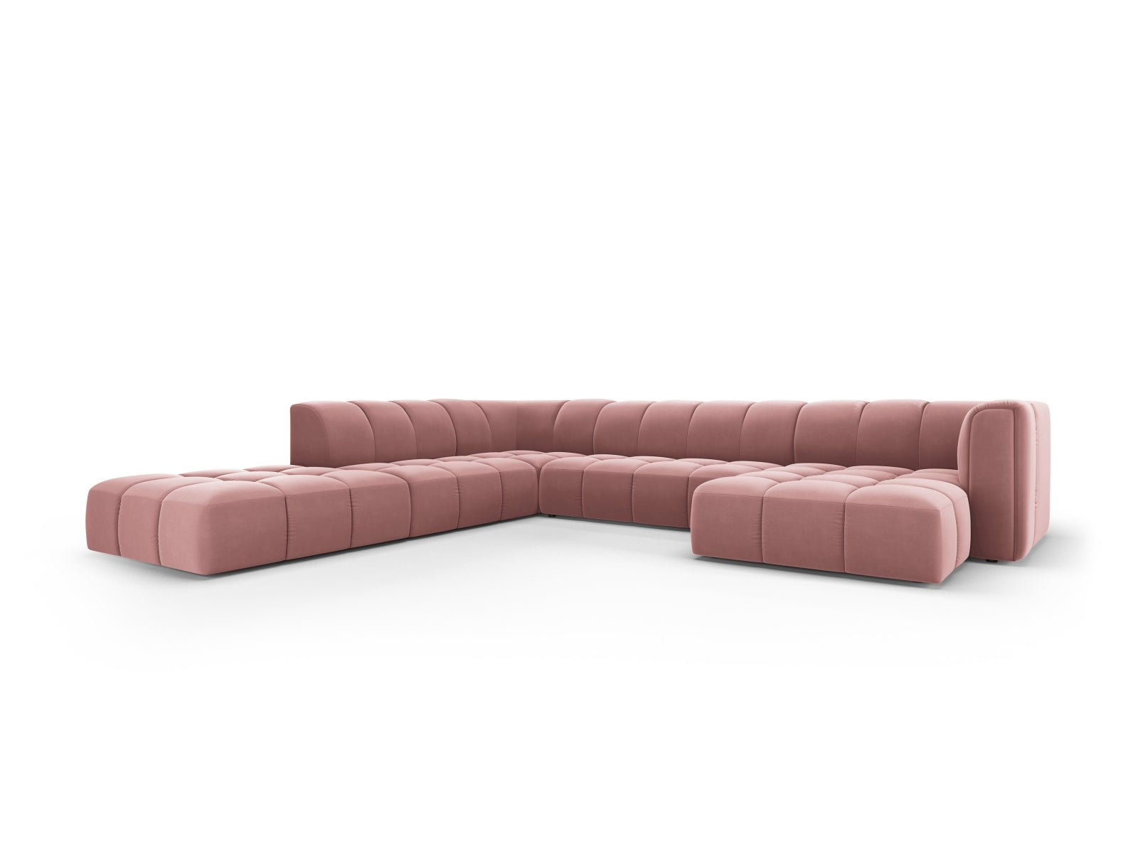7-Sitzer Modular Ecksofa Panoramic links Moritz in Pink-Bluvel präsentiert im Onlineshop von KAQTU Design AG. Ecksofa links ist von Cosmopolitan Design