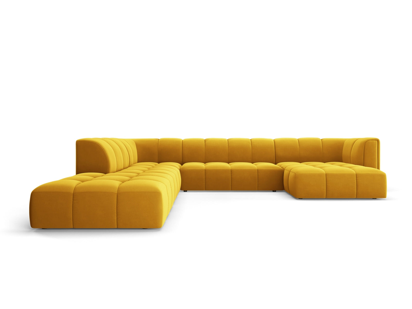 7-Sitzer Modular Ecksofa Panoramic links Moritz in Yellow-Bluvel präsentiert im Onlineshop von KAQTU Design AG. Ecksofa links ist von Cosmopolitan Design