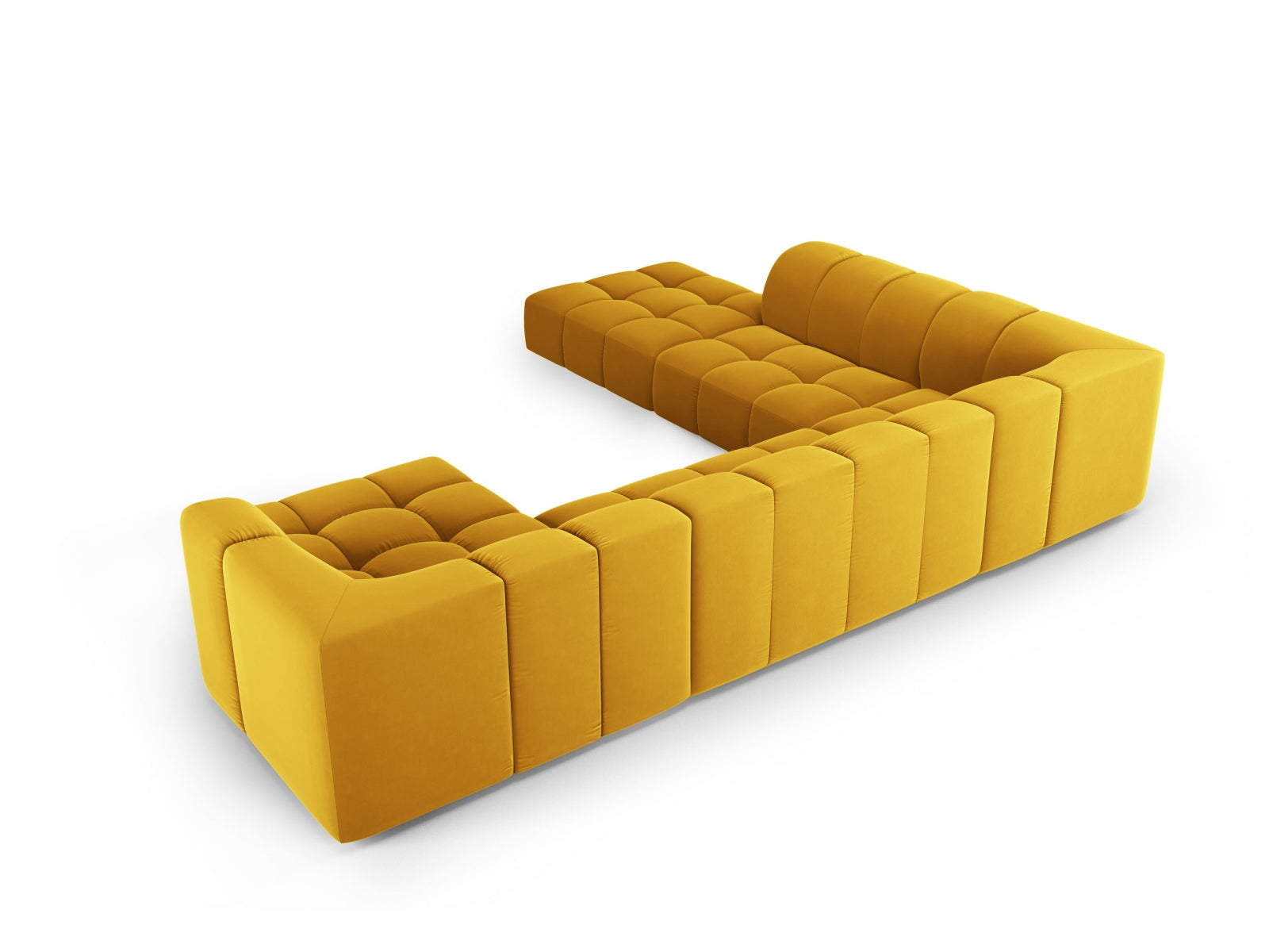 7-Sitzer Modular Ecksofa Panoramic links Moritz in Yellow-Bluvel präsentiert im Onlineshop von KAQTU Design AG. Ecksofa links ist von Cosmopolitan Design