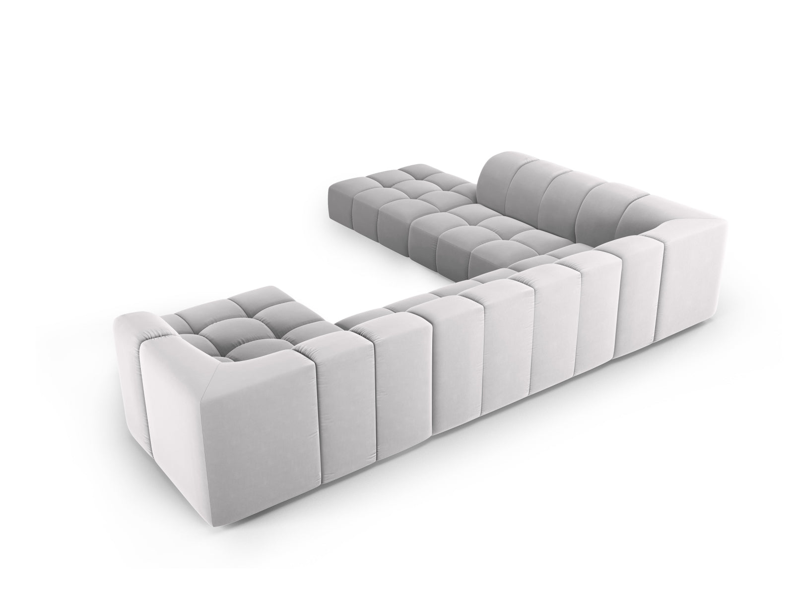 7-Sitzer Modular Ecksofa Panoramic links Moritz in Silver-Bluvel präsentiert im Onlineshop von KAQTU Design AG. Ecksofa links ist von Cosmopolitan Design