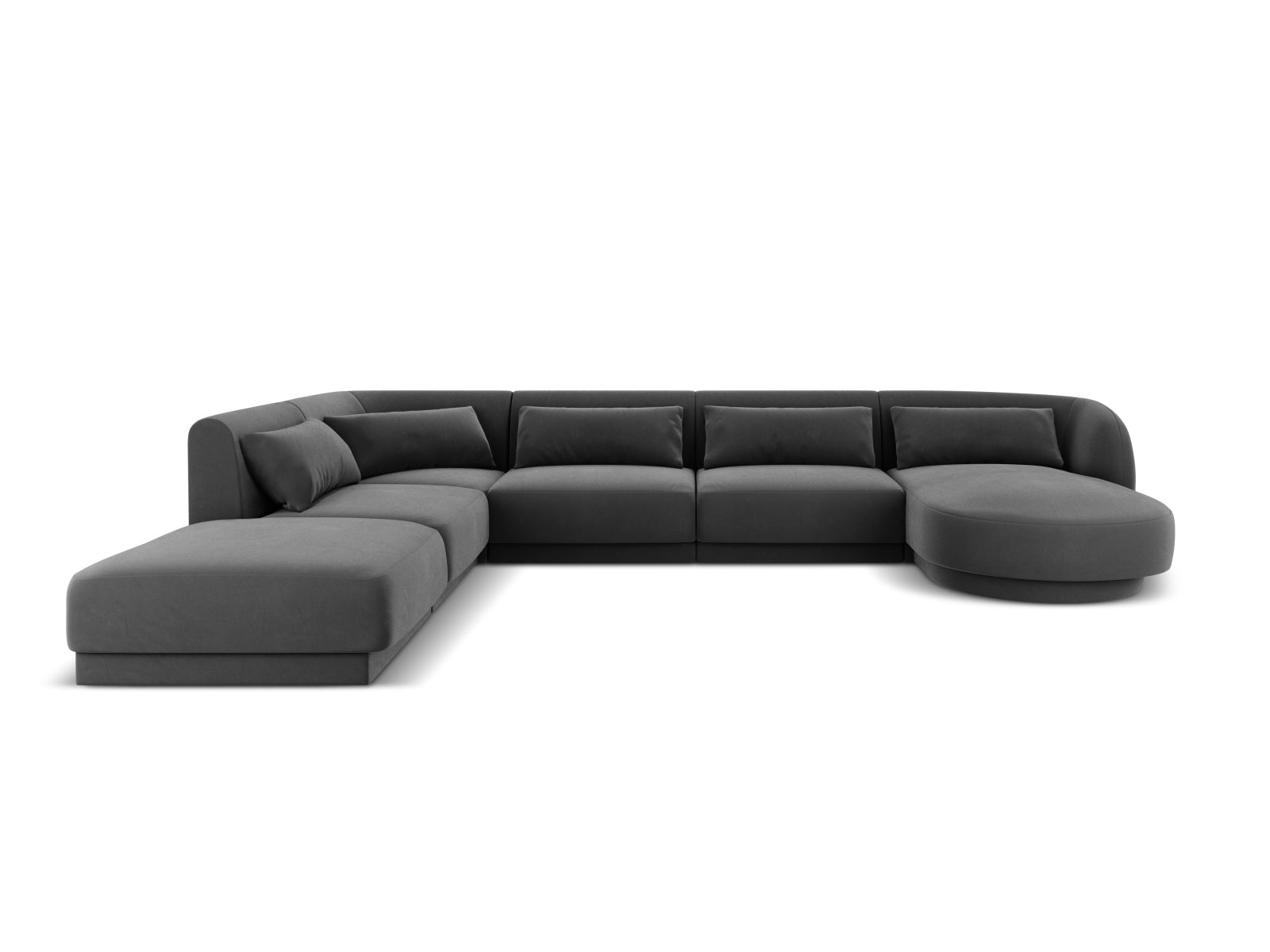 Tulum Velour Panoramic Ecksofa links 6 Sitzer 255cm in Grey-Bluvel präsentiert im Onlineshop von KAQTU Design AG. Ecksofa links ist von Cosmopolitan Design