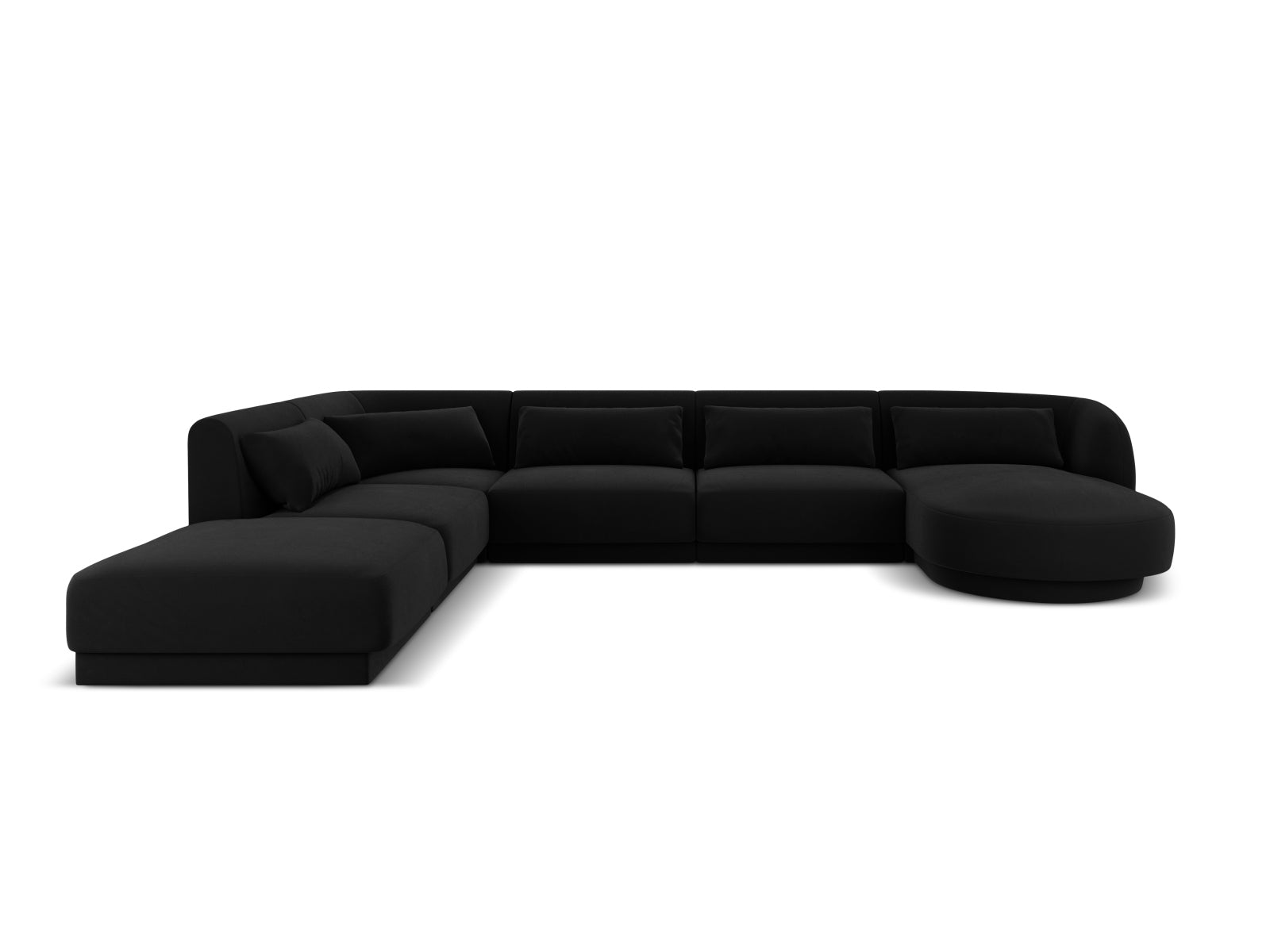 Entdecken Sie das luxuriöse Tulum Velour Panoramic Ecksofa links (255cm) von Cosmopolitan Design – ideal für moderne 6-Sitzer-Wohnzimmer.