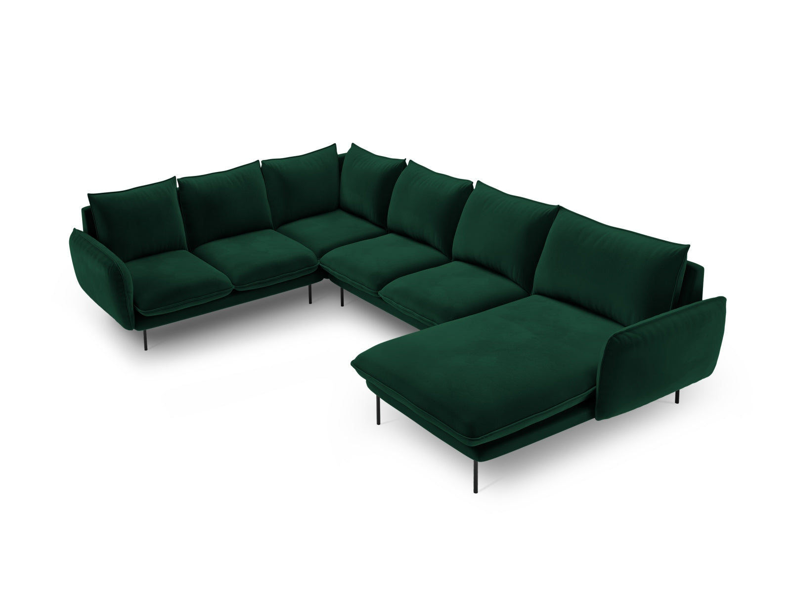 Vienna Velour Panoramic Ecksofa links 7 Sitzer 235cm in Bottle Green/Schwarz-Bluvel präsentiert im Onlineshop von KAQTU Design AG. Ecksofa links ist von Cosmopolitan Design
