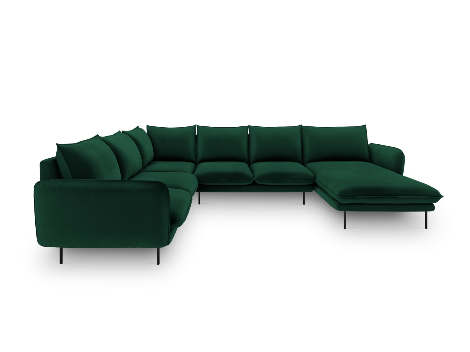 Vienna Velour Panoramic Ecksofa links 7 Sitzer 235cm in Bottle Green/Schwarz-Bluvel präsentiert im Onlineshop von KAQTU Design AG. Ecksofa links ist von Cosmopolitan Design